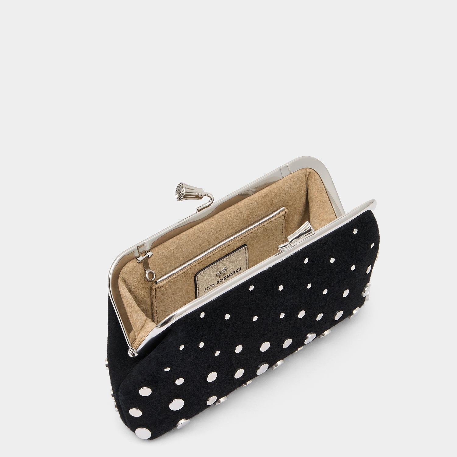 Maud Tassel Clutch with Studs -

          
            Suede Leather in Black -
          

          Anya Hindmarch US
