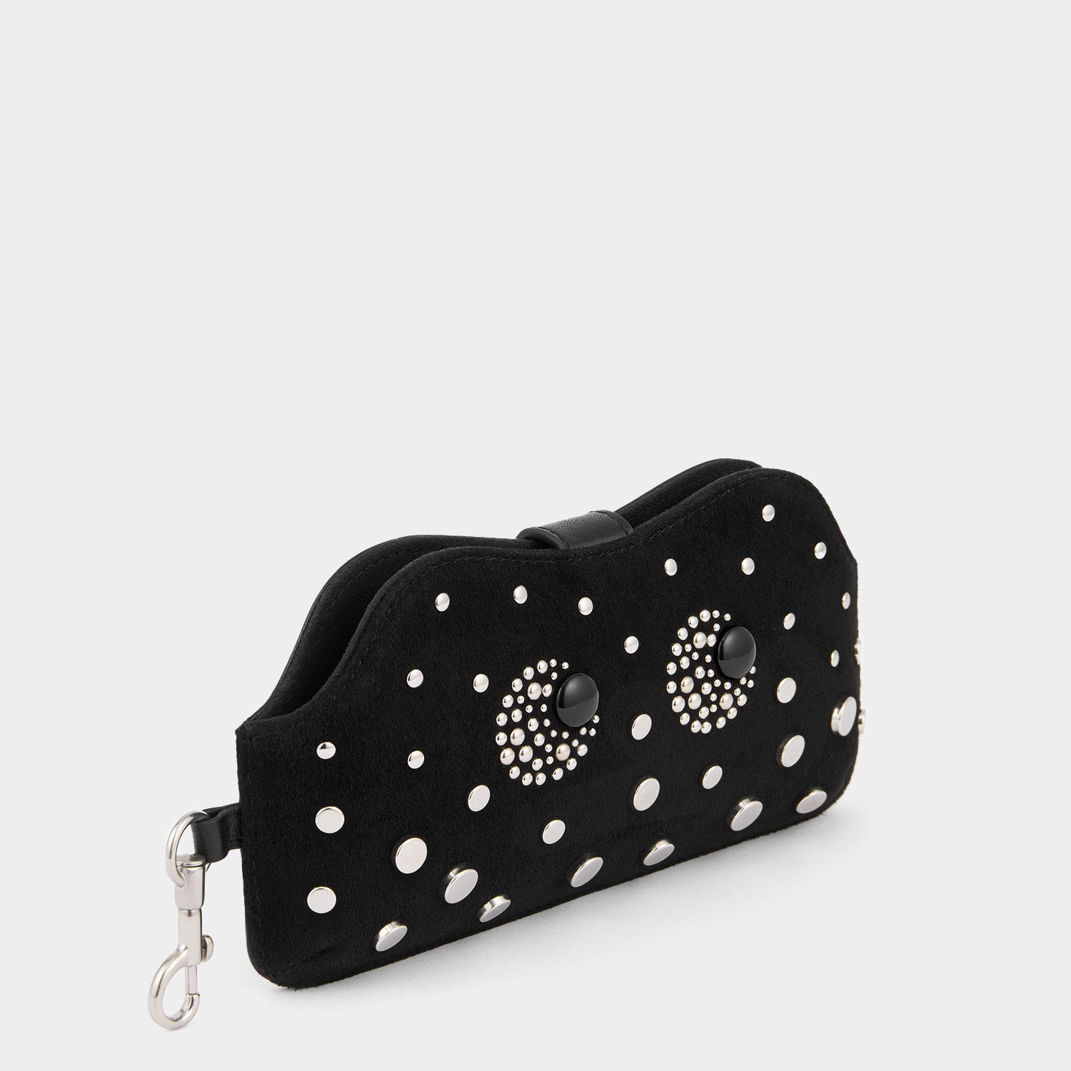 Eyes Studded Glasses Pouch -

          
            Suede/Satin Leather in Black -
          

          Anya Hindmarch US
