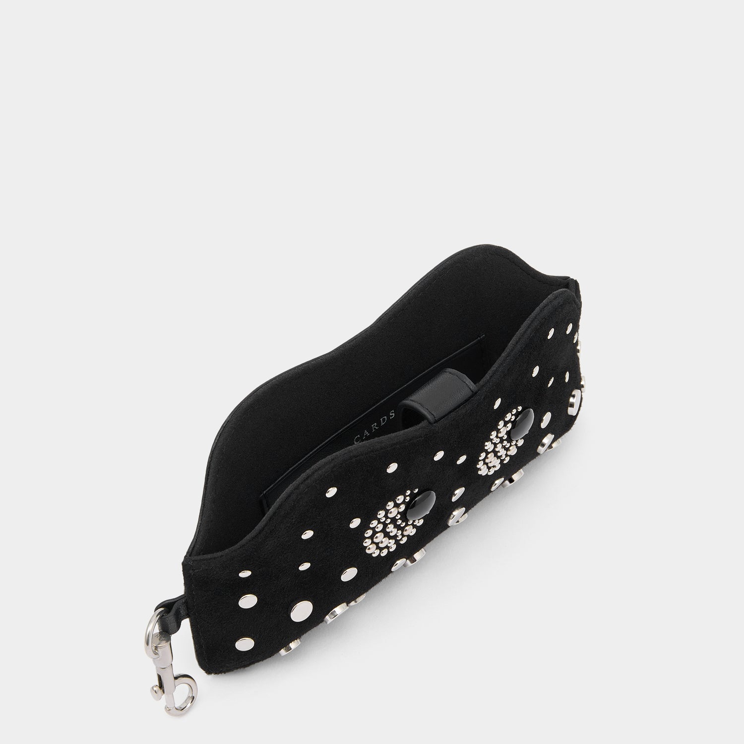 Eyes Studded Glasses Pouch -

          
            Suede/Satin Leather in Black -
          

          Anya Hindmarch US
