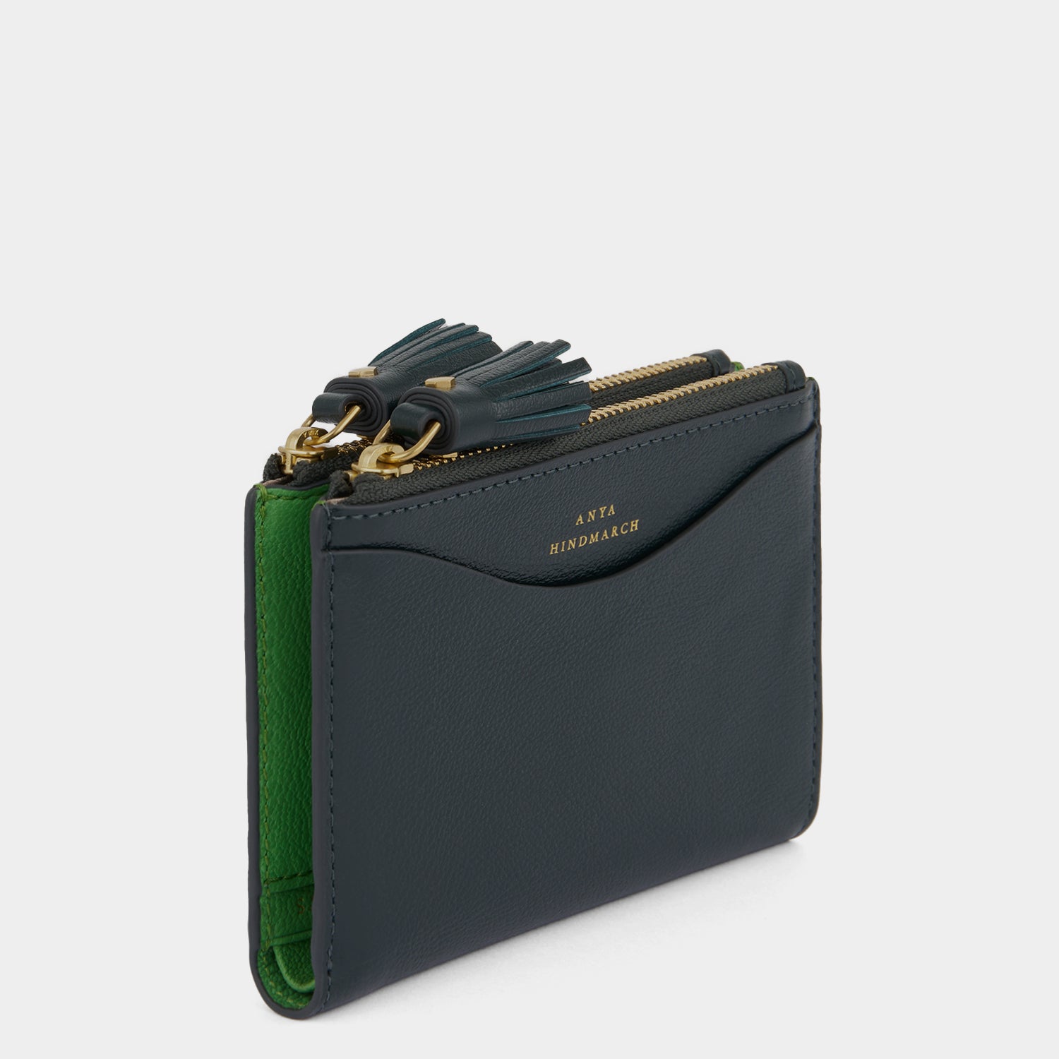 Peeping Eyes Small Double Zip Wallet -

          
            Capra Leather in Ink Green -
          

          Anya Hindmarch US
