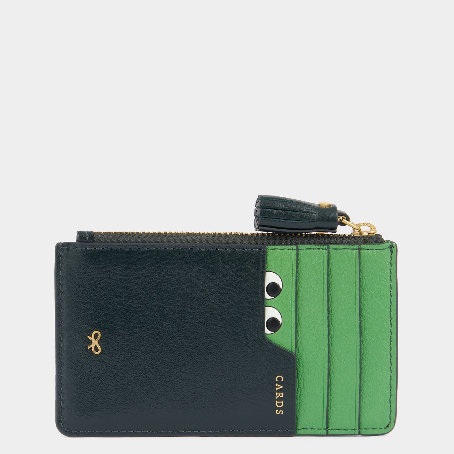 Peeping Eyes Zip Card Case -

          
            Capra Leather in Ink Green -
          

          Anya Hindmarch US
