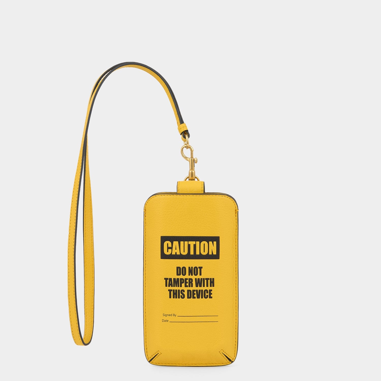 Caution Sunglasses Pouch -

          
            Capra Leather in Yellow -
          

          Anya Hindmarch US
