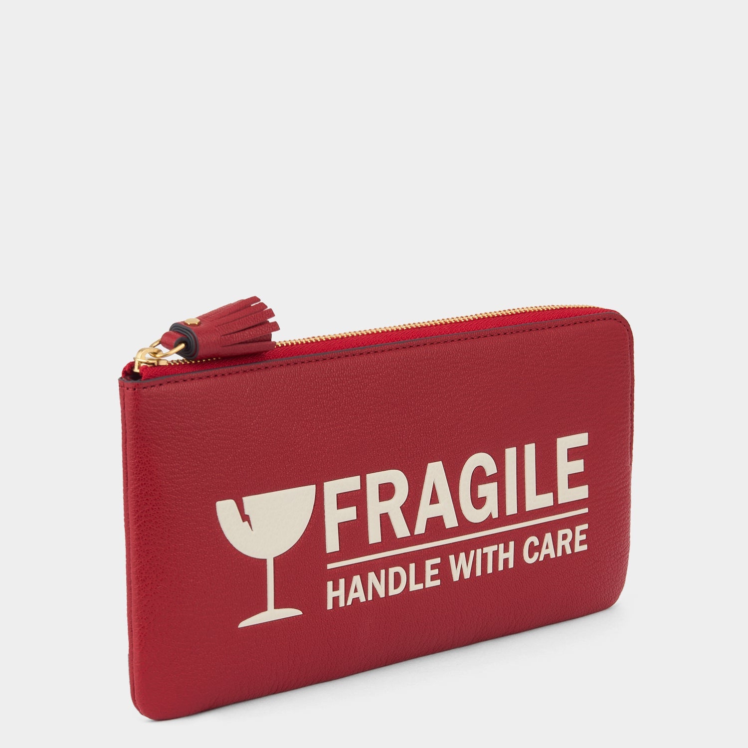 Fragile Zip Loose Pocket -

          
            Capra Leather in Red -
          

          Anya Hindmarch US
