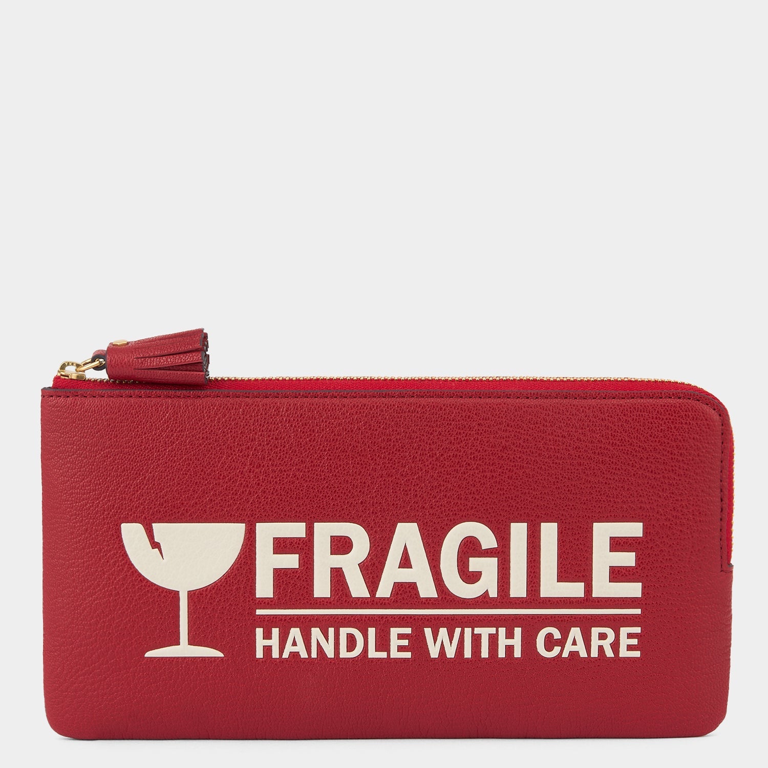 Fragile Zip Loose Pocket -

          
            Capra Leather in Red -
          

          Anya Hindmarch US
