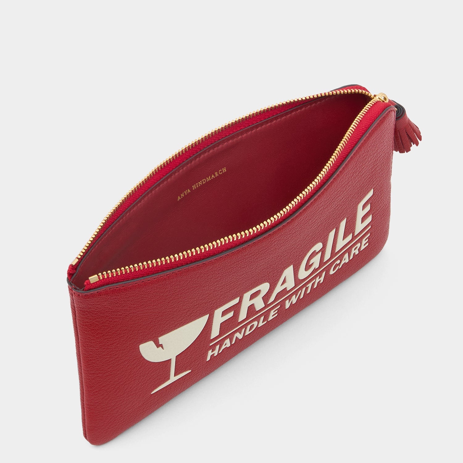 Fragile Zip Loose Pocket -

          
            Capra Leather in Red -
          

          Anya Hindmarch US
