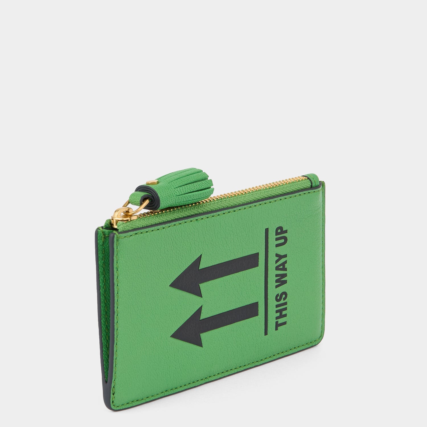 This Way Up Zip Card Case -

          
            Capra Leather in Grass Green -
          

          Anya Hindmarch US
