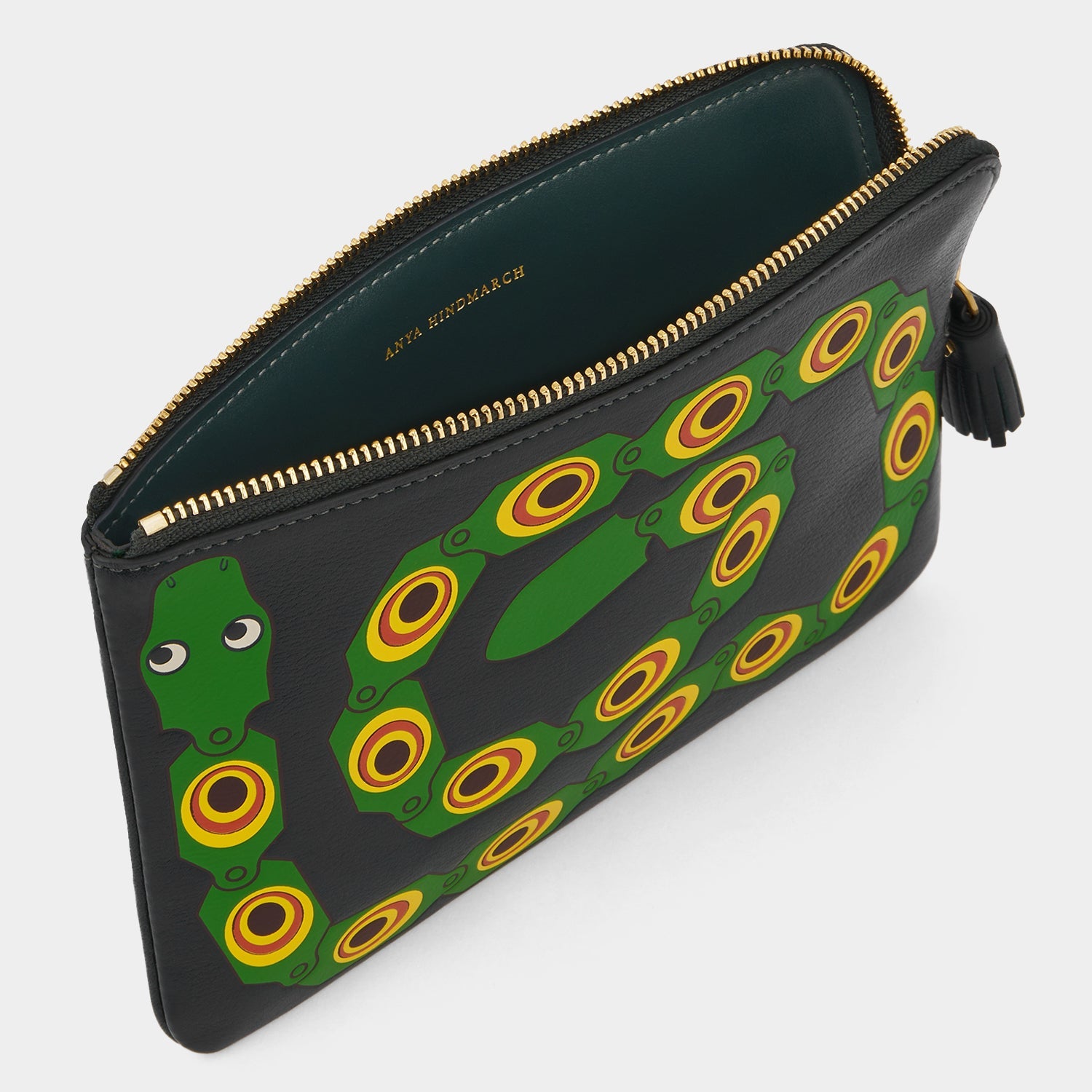 Snake Zip Loose Pocket -

          
            Capra Leather in Ink Green -
          

          Anya Hindmarch US
