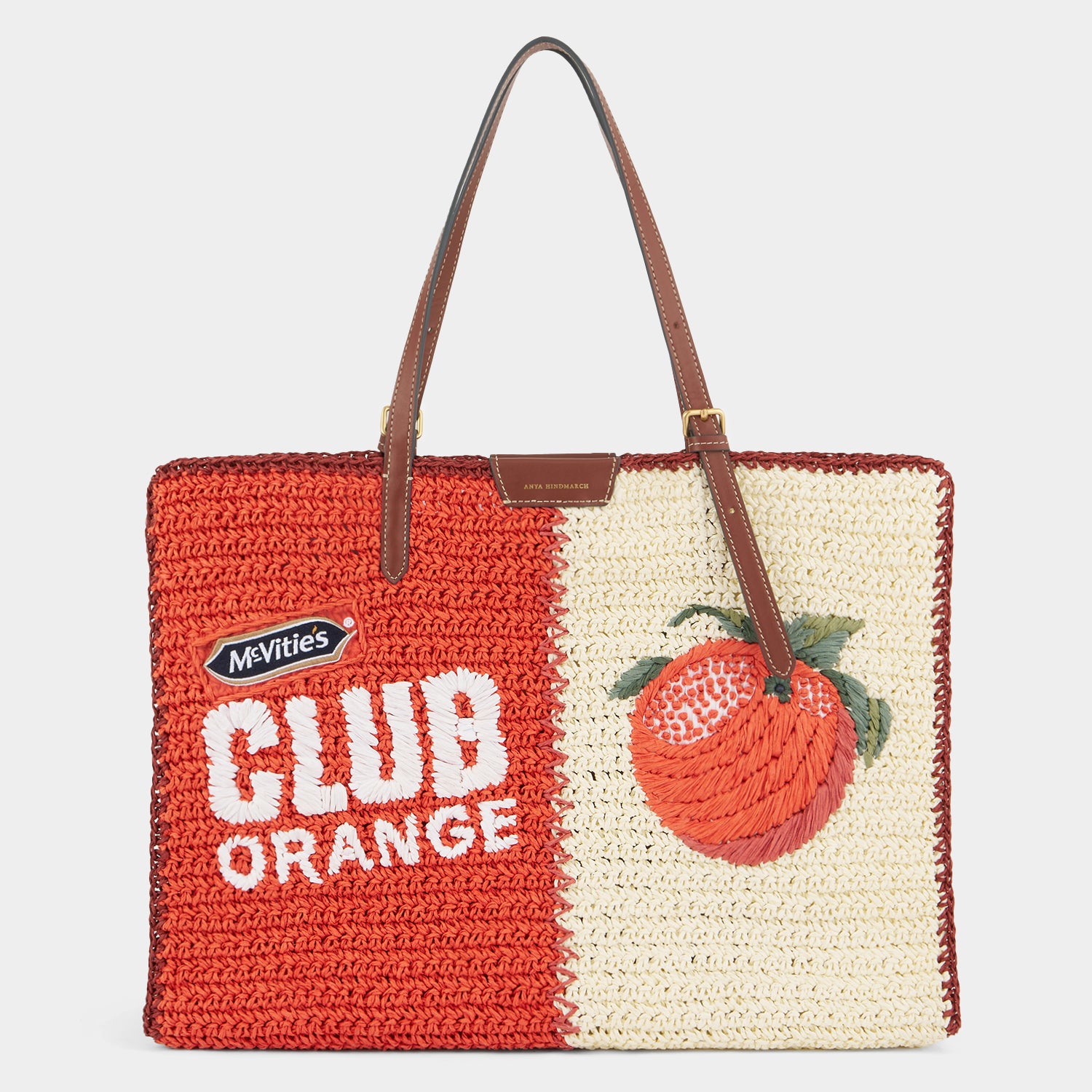 Anya Brands Club Orange E/W Tote -

          
            Paper Raffia in Clementine Orange/Chalk White -
          

          Anya Hindmarch US
