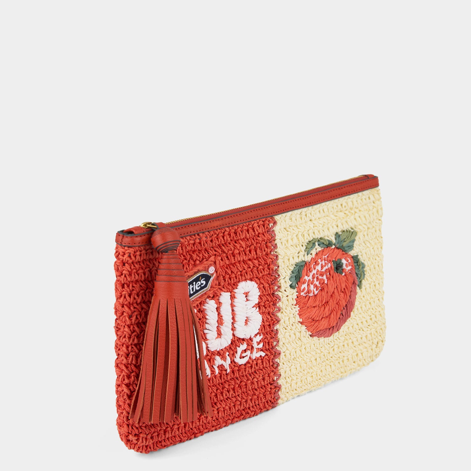 Anya Brands Club Orange Pochette -

          
            Paper Raffia in Clementine Orange/Chalk White -
          

          Anya Hindmarch US
