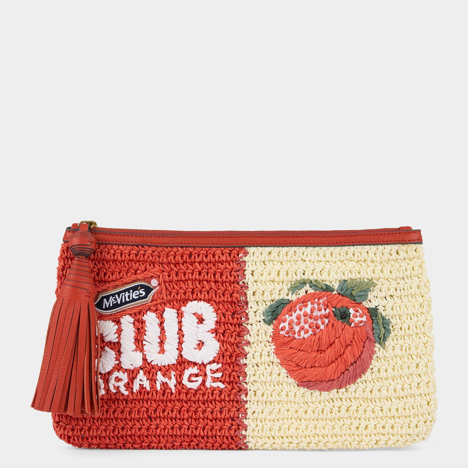 Anya Brands Club Orange Pochette -

          
            Paper Raffia in Clementine Orange/Chalk White -
          

          Anya Hindmarch US
