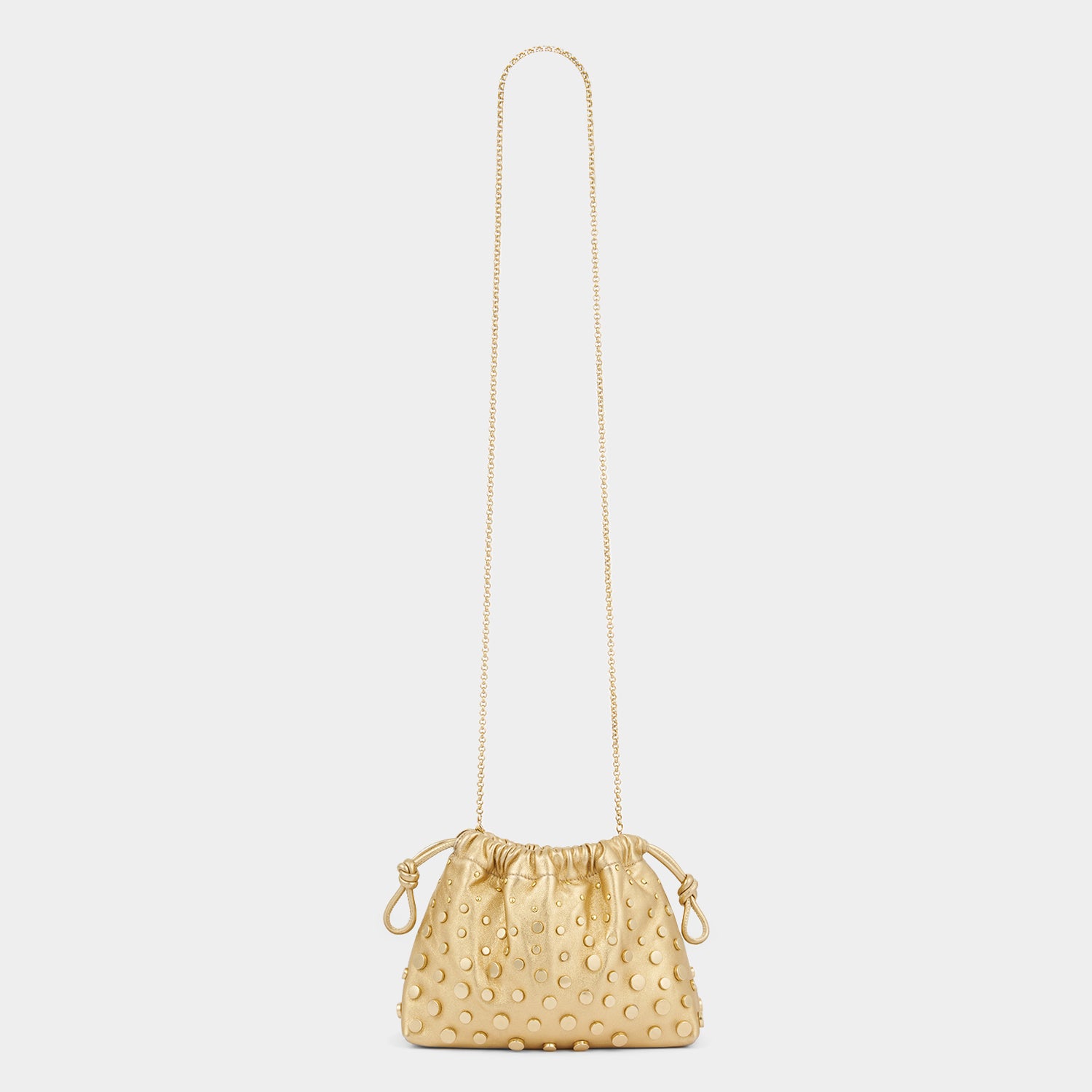 Studs Drawstring Pouch -

          
            Satin/Suede Leather in Gold -
          

          Anya Hindmarch US
