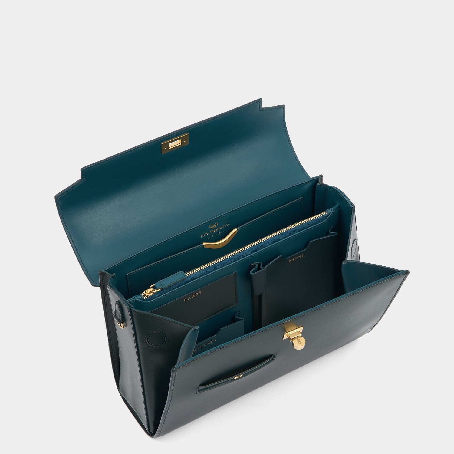 Mortimer Top Handle -

          
            Calf Leather in Ink Green -
          

          Anya Hindmarch US
