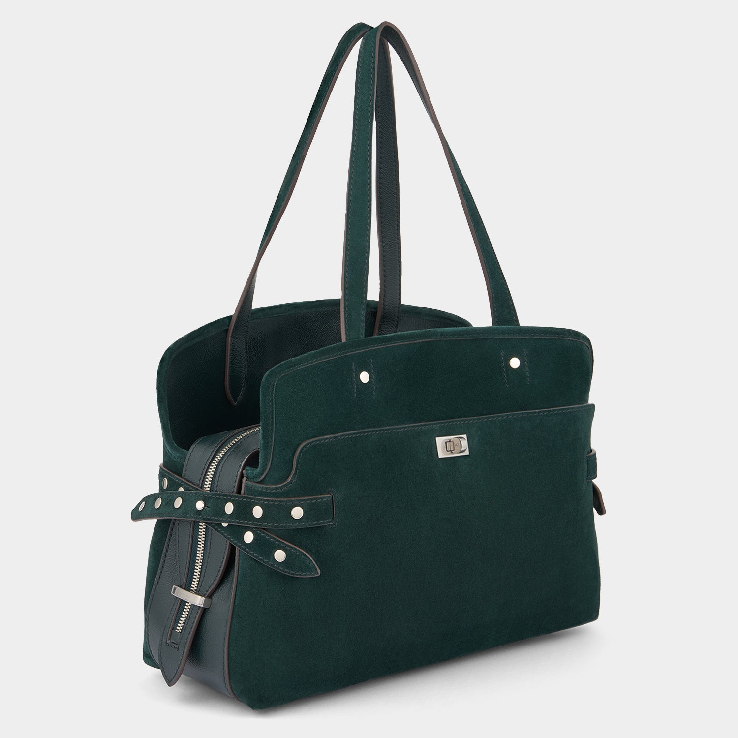 Wilson Shoulder Bag with Studs -

          
            Suede/Calf Leather in Ink Green -
          

          Anya Hindmarch US
