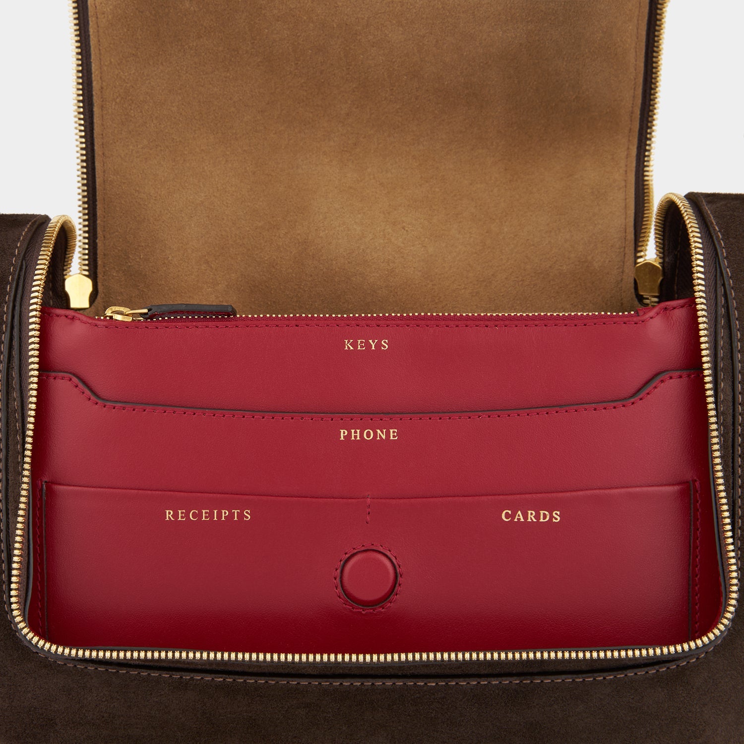 Vere Shoulder Bag -

          
            Suede/Calf Leather in Truffle -
          

          Anya Hindmarch US
