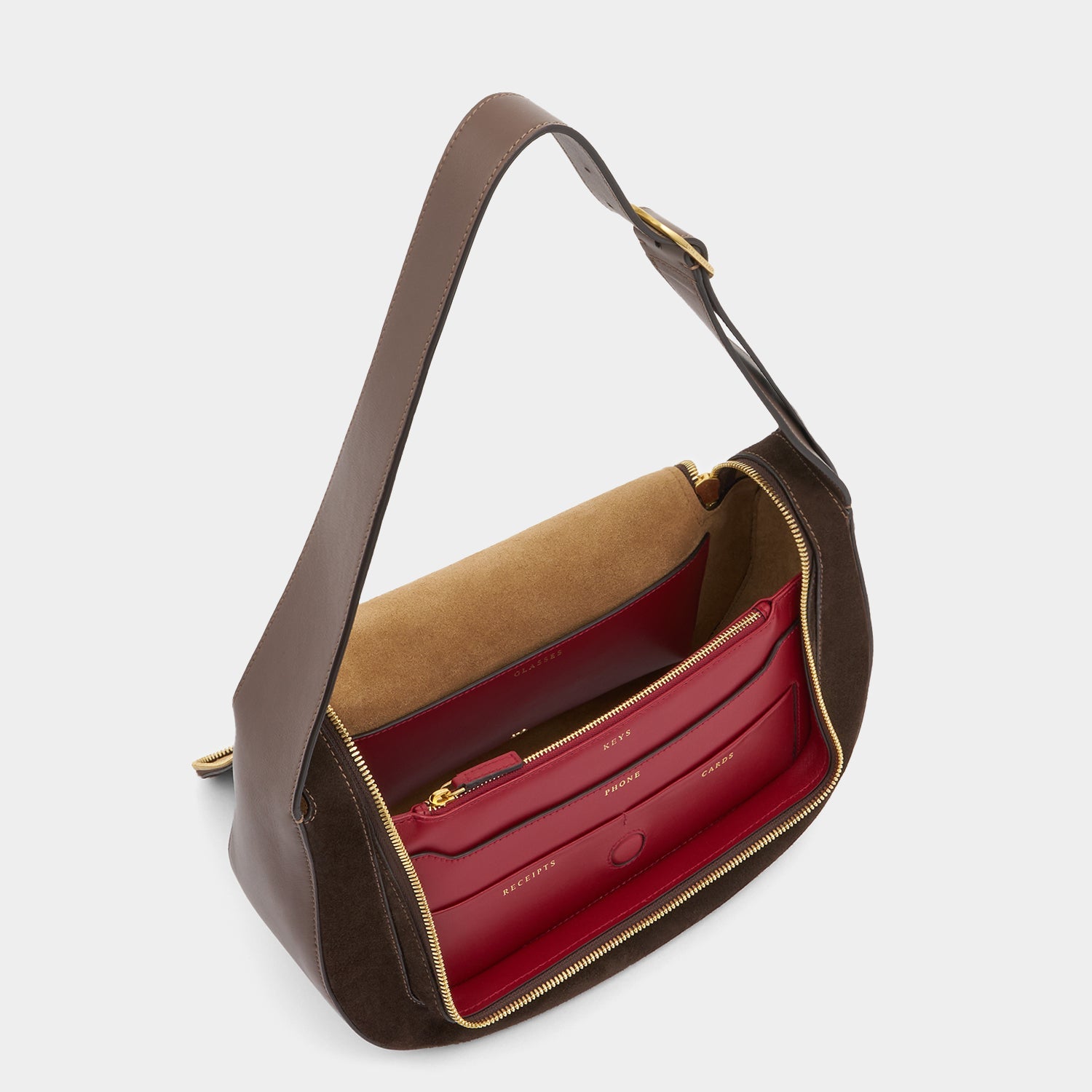 Vere Shoulder Bag -

          
            Suede/Calf Leather in Truffle -
          

          Anya Hindmarch US
