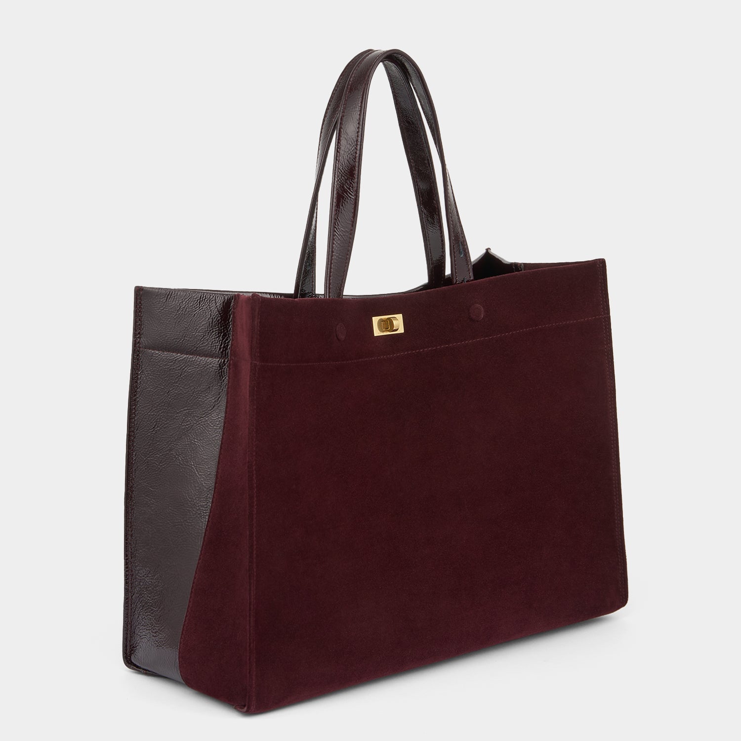 Mortimer Tote -

          
            Suede/Patent Leather in Grape -
          

          Anya Hindmarch US
