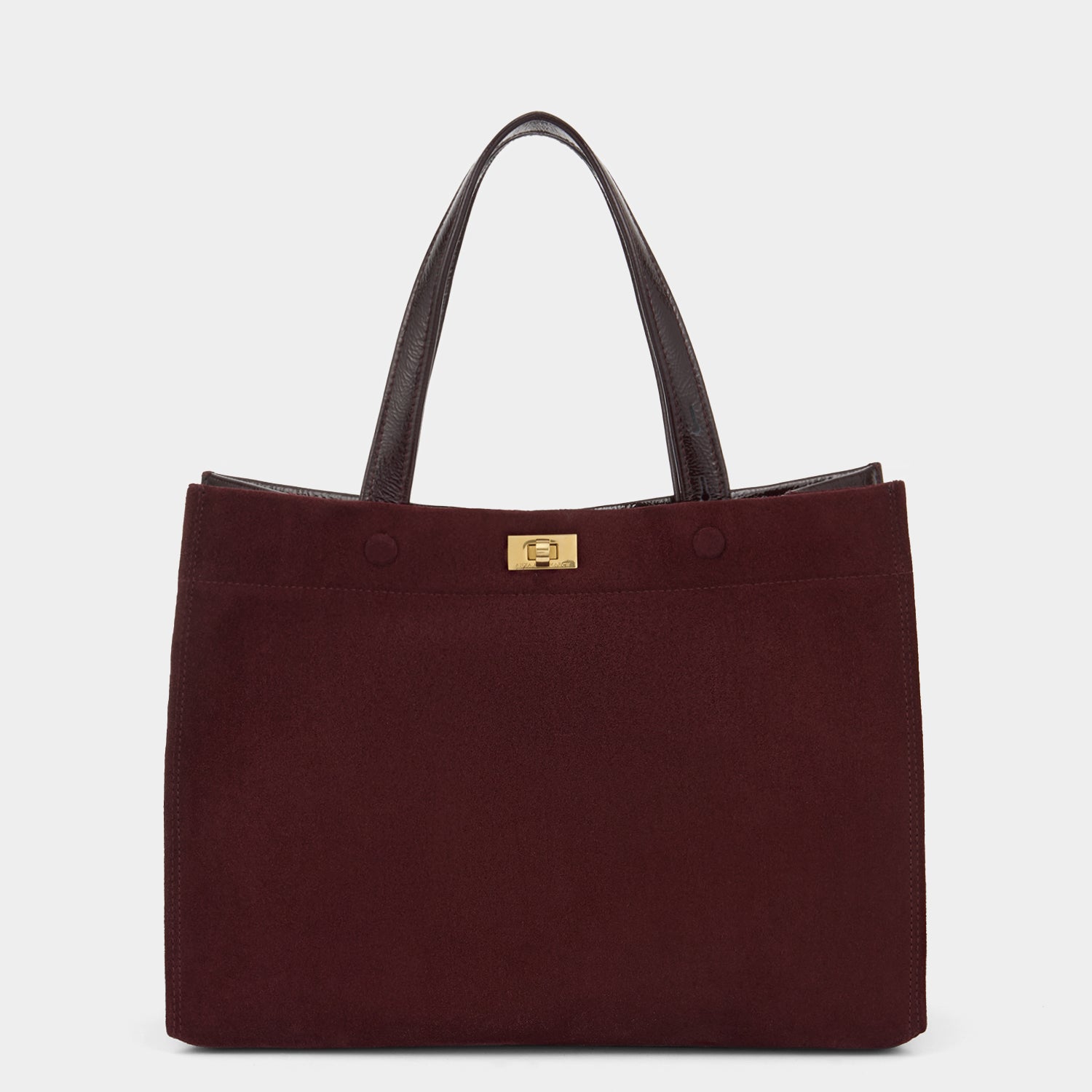 Mortimer Small Tote -

          
            Suede/Patent Leather in Grape -
          

          Anya Hindmarch US
