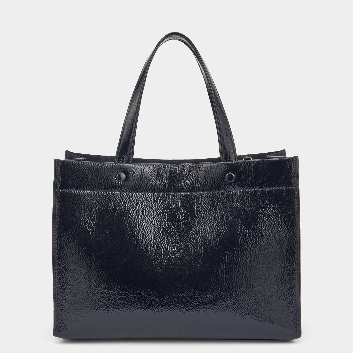 Mortimer Small Tote -

          
            Suede/Patent Leather in Marine -
          

          Anya Hindmarch US
