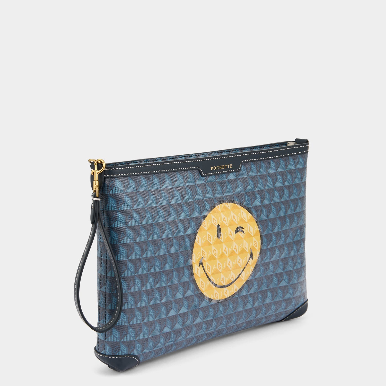 I am a Plastic Bag Wink Pochette -

          
            Recycled Canvas in Marine -
          

          Anya Hindmarch US
