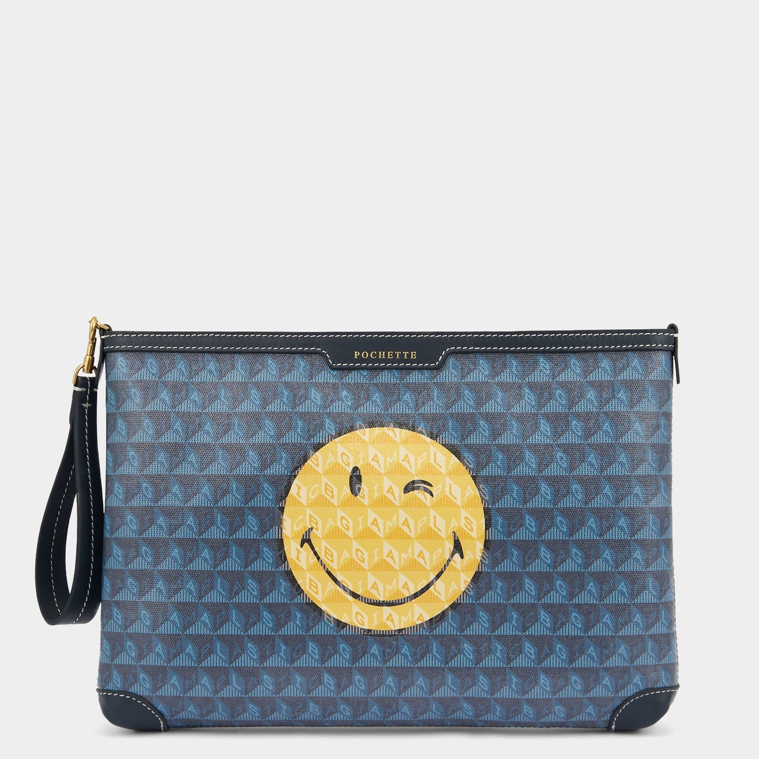 I am a Plastic Bag Wink Pochette -

          
            Recycled Canvas in Marine -
          

          Anya Hindmarch US
