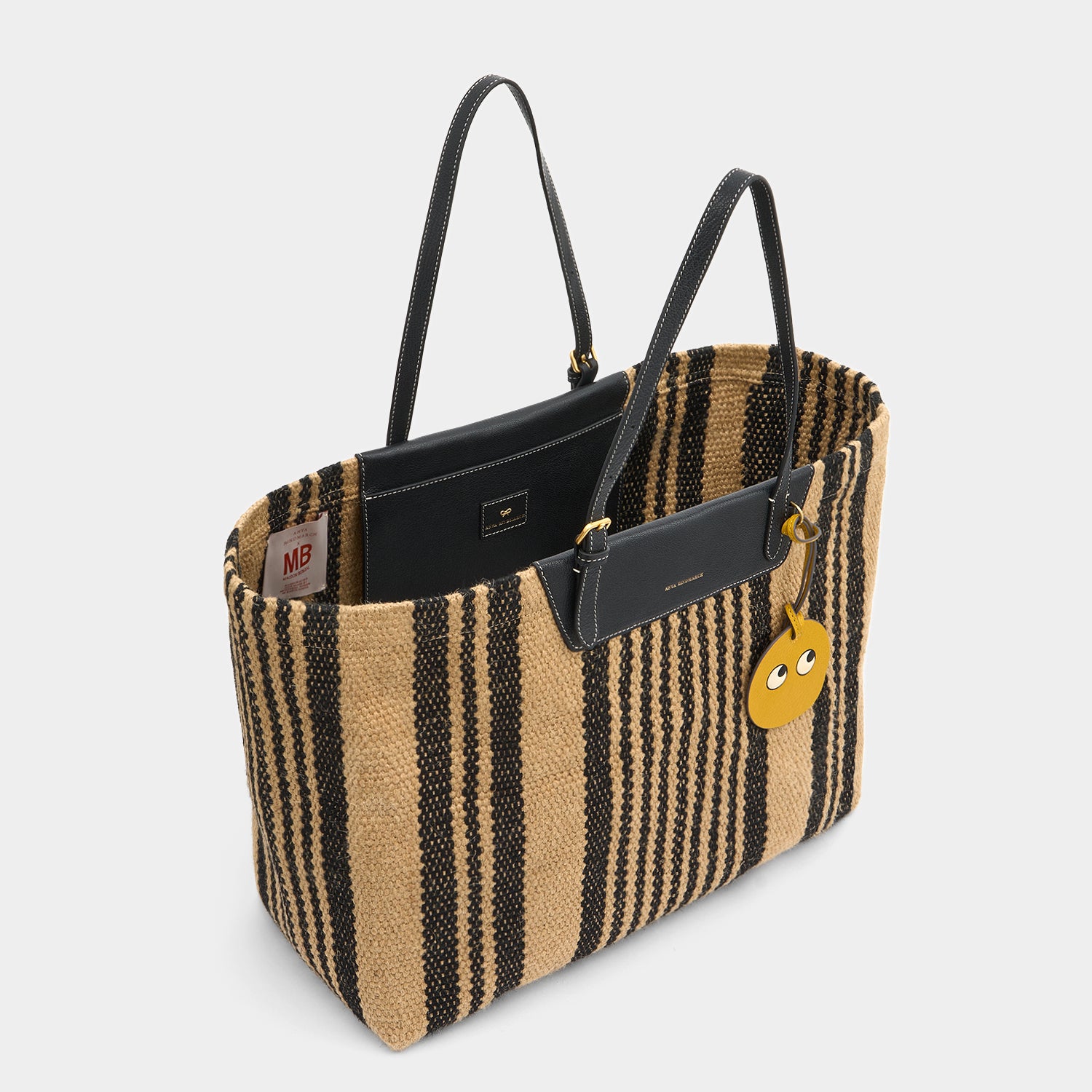 E/W Jute Tote -

          
            Jute/Goat Leather in Black/Natural -
          

          Anya Hindmarch US
