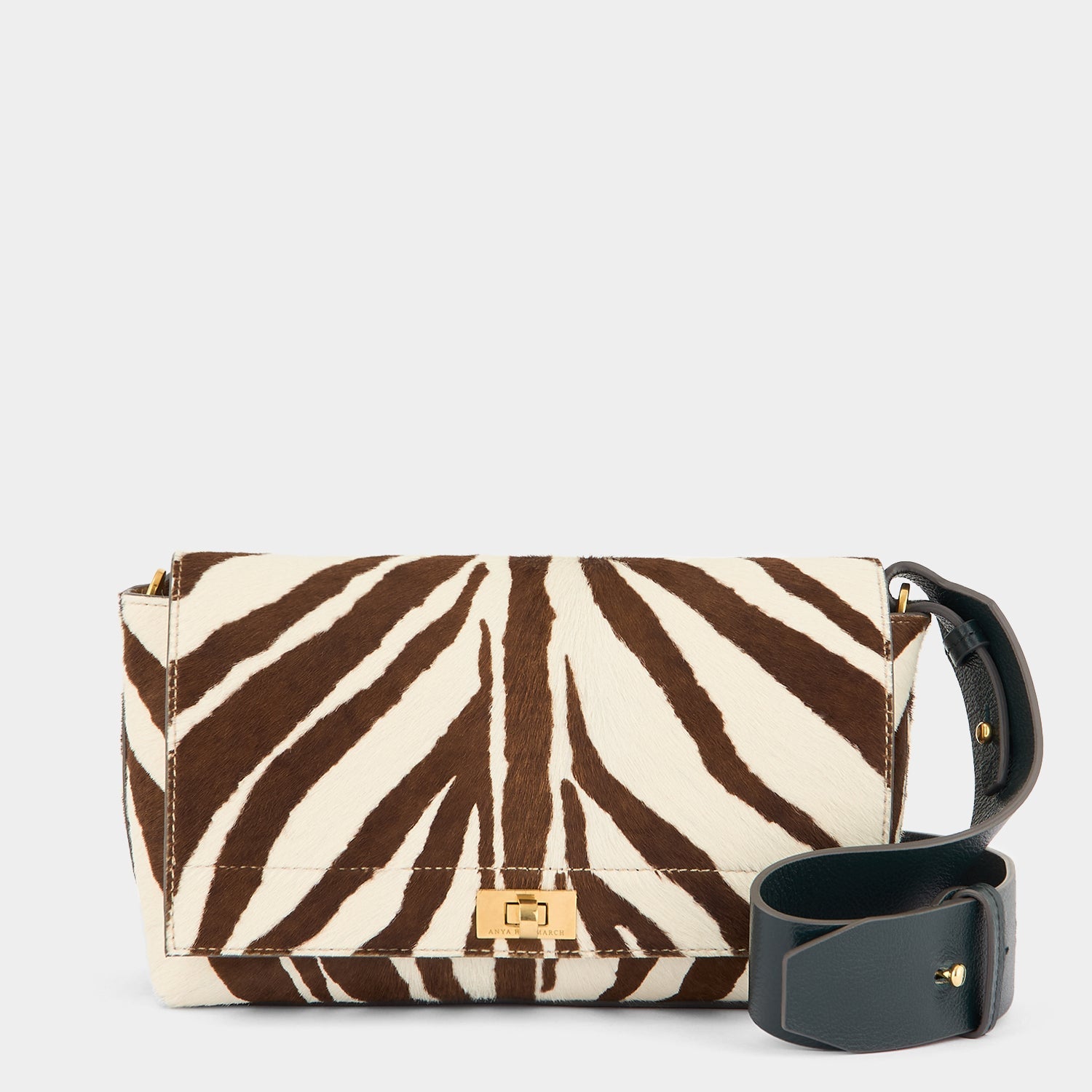 Mortimer Zebra Cross-body -

          
            Calf Hair/Leather in Ink Green -
          

          Anya Hindmarch US
