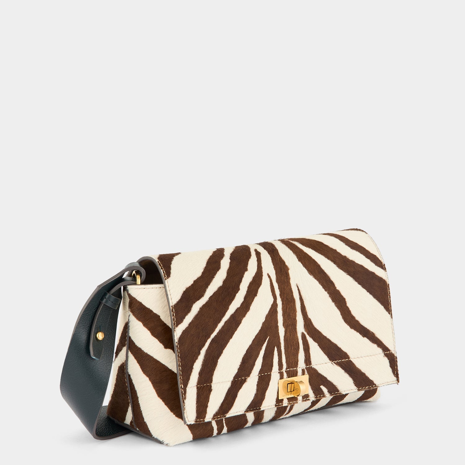 Mortimer Zebra Cross-body -

          
            Calf Hair/Leather in Ink Green -
          

          Anya Hindmarch US
