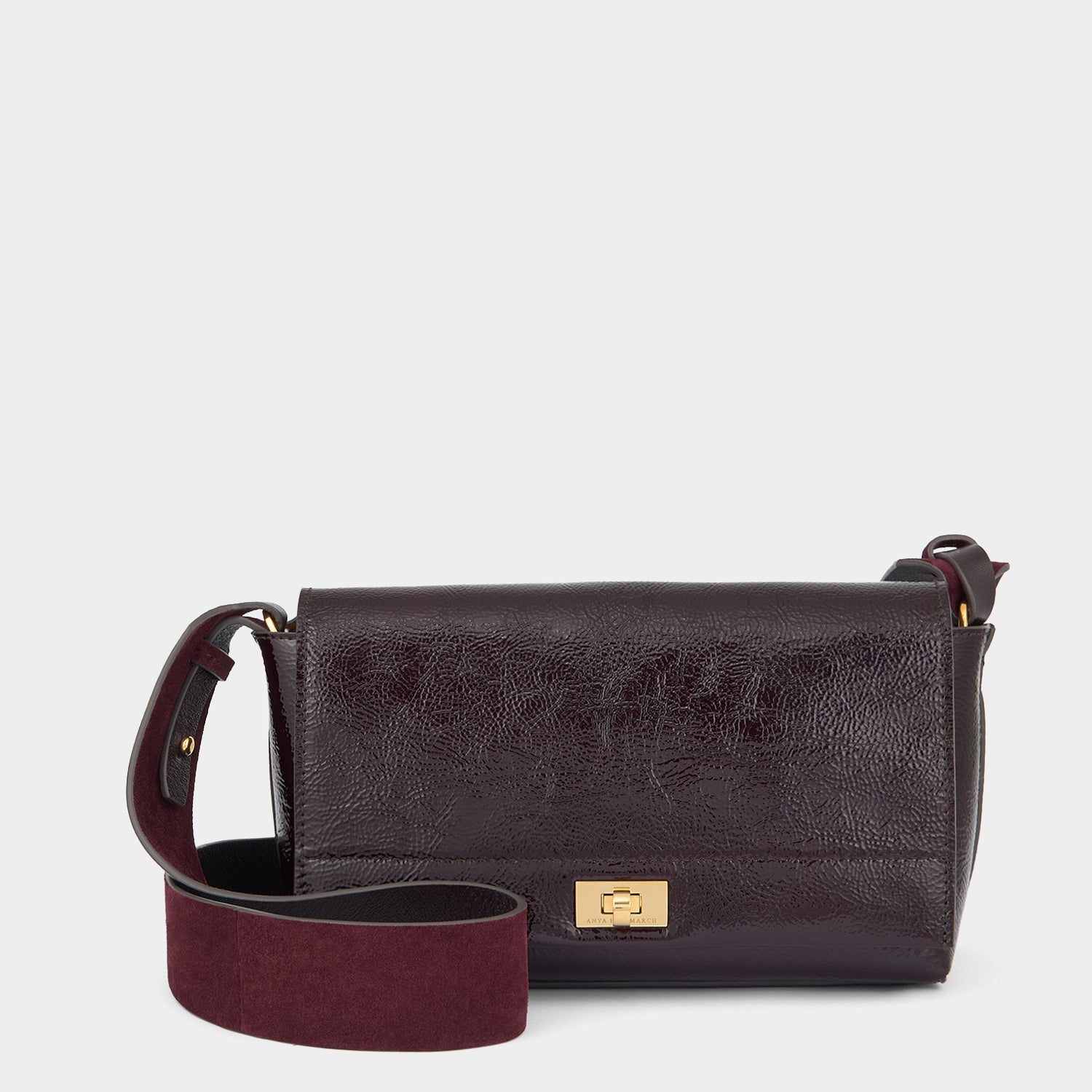 Mortimer Cross-body -

          
            Patent Leather/Suede in Grape -
          

          Anya Hindmarch US
