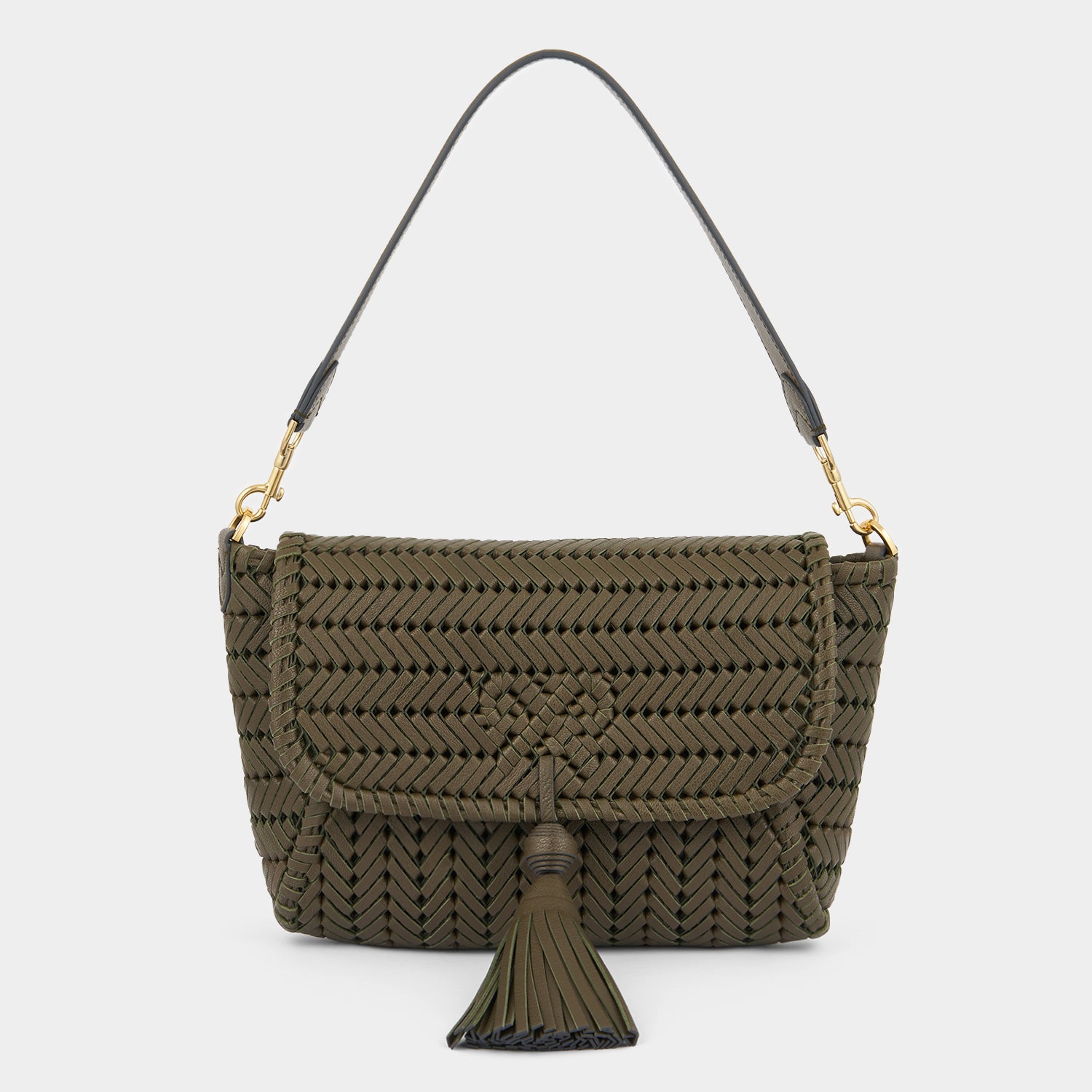 Neeson Tassel Shoulder Bag -

          
            Capra Leather in Khaki -
          

          Anya Hindmarch US
