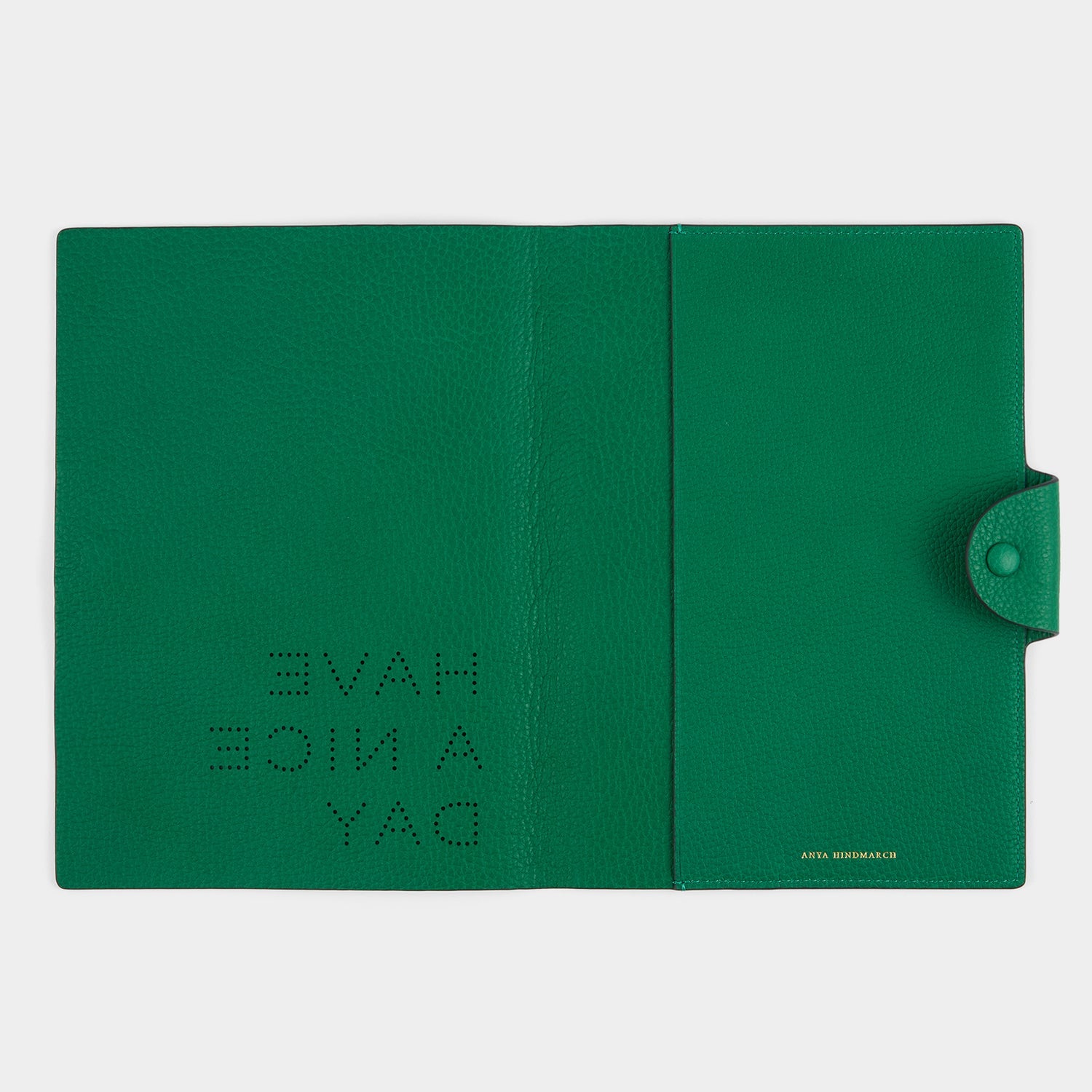 Have a Nice Day A5 Journal -

          
            Calf Leather in Emerald -
          

          Anya Hindmarch US
