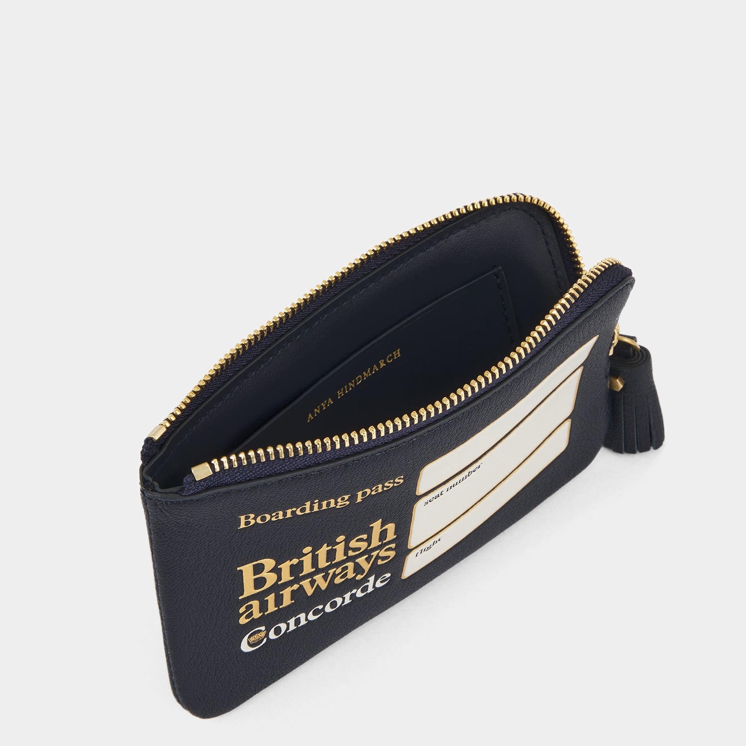 Anya Brands British Airways Concorde Zip Loose Pocket -

          
            Capra Leather in Marine Blue -
          

          Anya Hindmarch US
