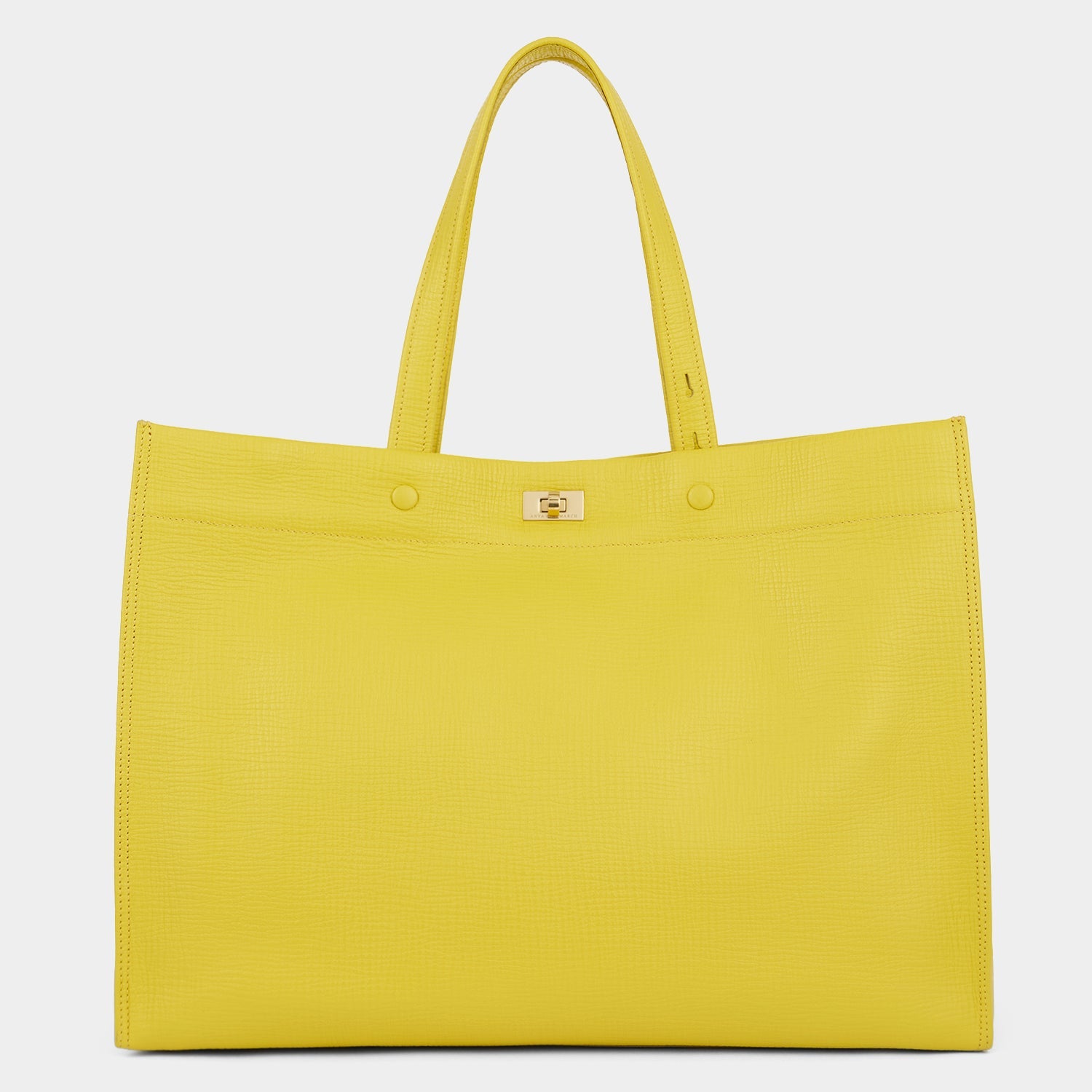 Yellow crosshatch leather tote bag by Anya Hindmarch