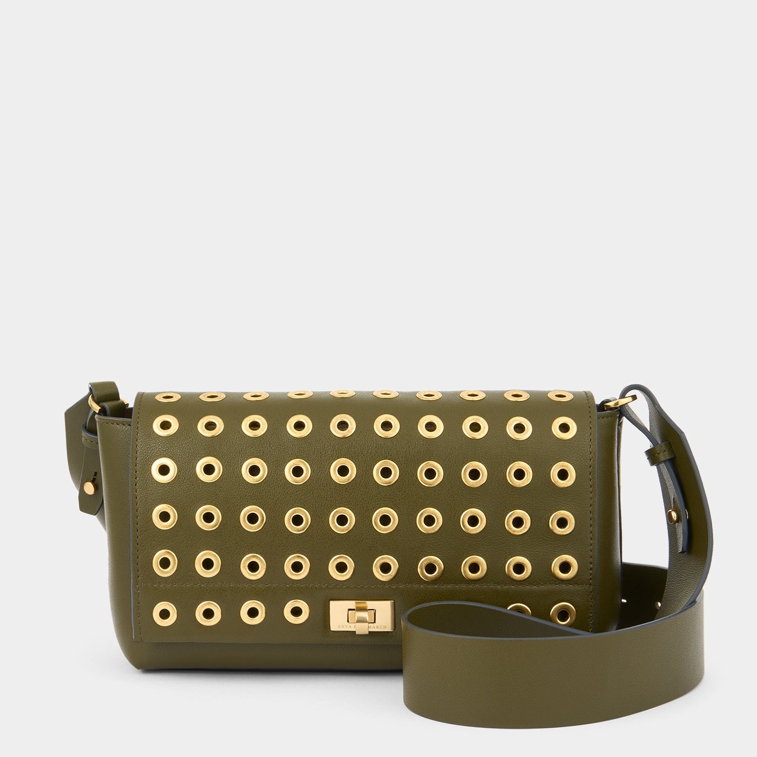 Mortimer Eyelet Cross-body -

          
            Smooth Leather in Bonsai Green -
          

          Anya Hindmarch US

