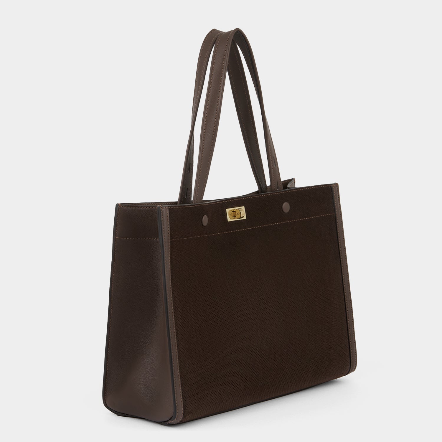 Mortimer Perforated Small Tote -

          
            Smooth Leather in Truffle Brown -
          

          Anya Hindmarch US

