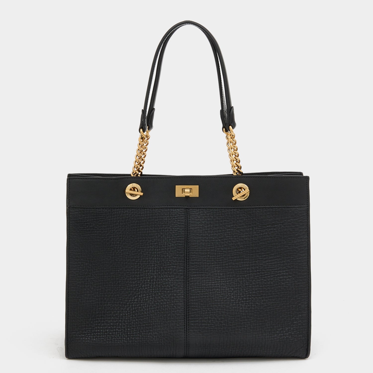 Mortimer Small Eyelet Tote -

          
            Crosshatch Leather in Black -
          

          Anya Hindmarch US
