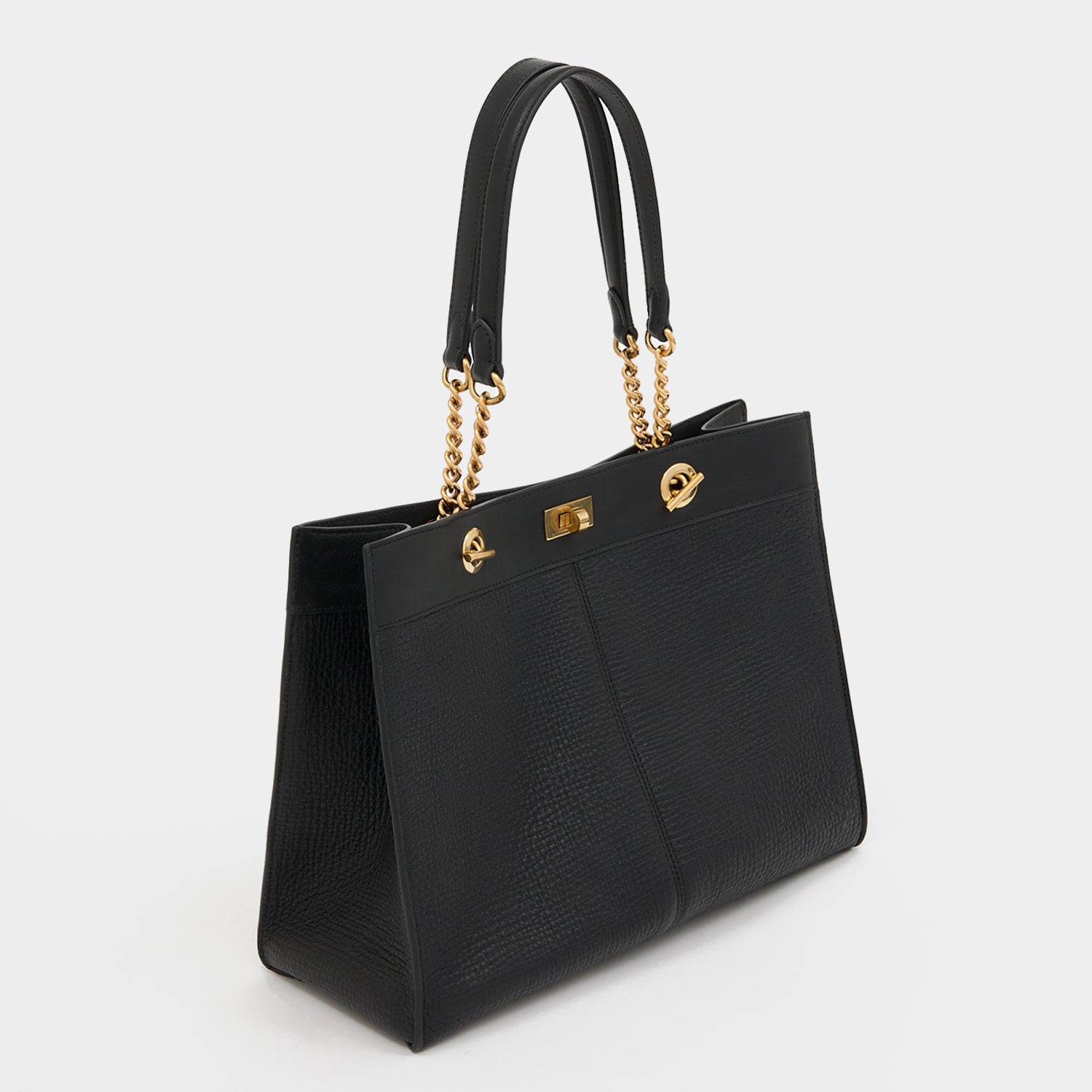 Mortimer Small Eyelet Tote -

          
            Crosshatch Leather in Black -
          

          Anya Hindmarch US
