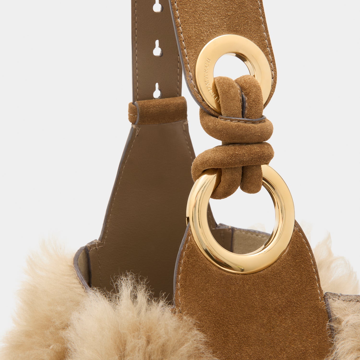 Ringo Shearling Shoulder Bag -

          
            Shearling in Taupe -
          

          Anya Hindmarch US
