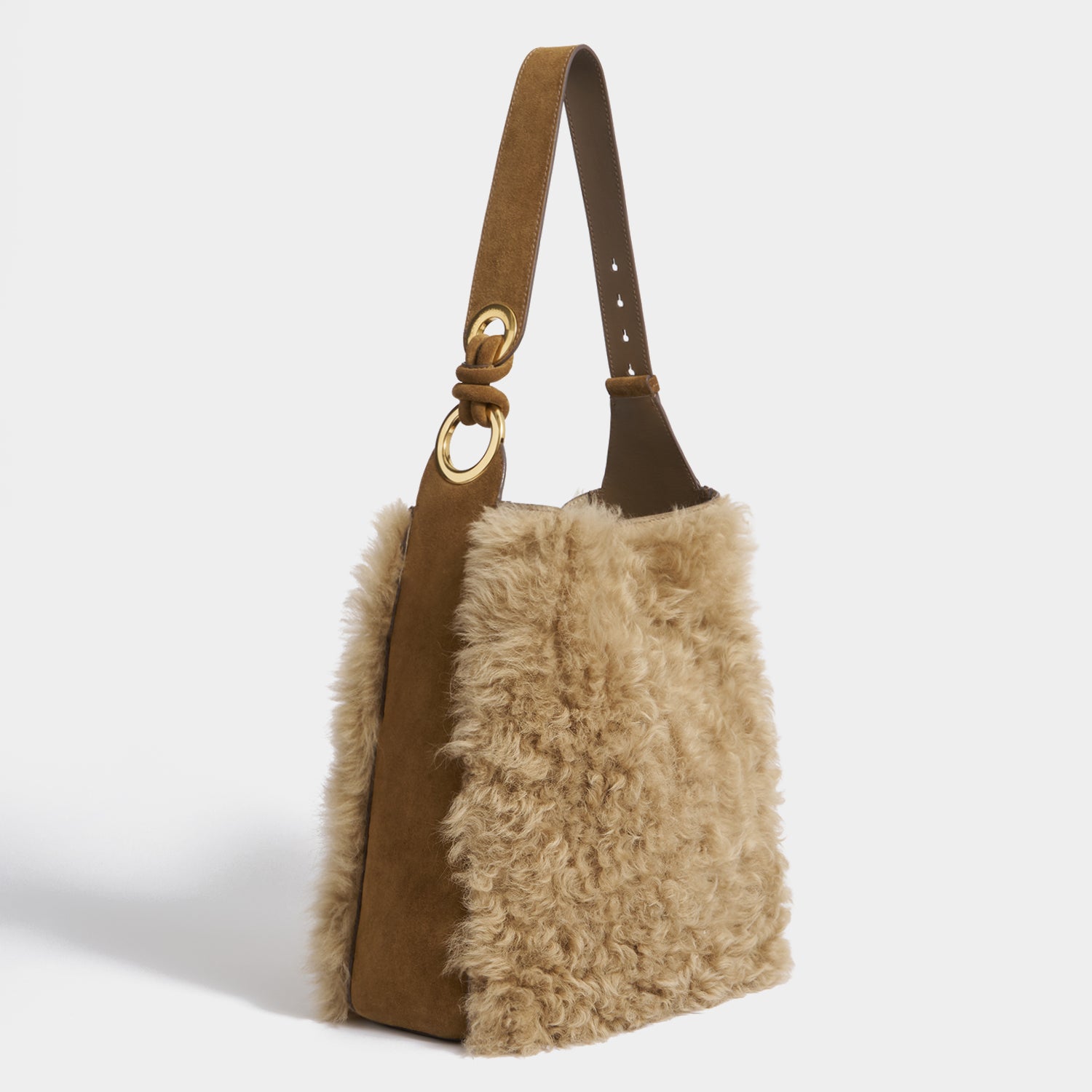 Ringo Shearling Shoulder Bag -

          
            Shearling in Taupe -
          

          Anya Hindmarch US
