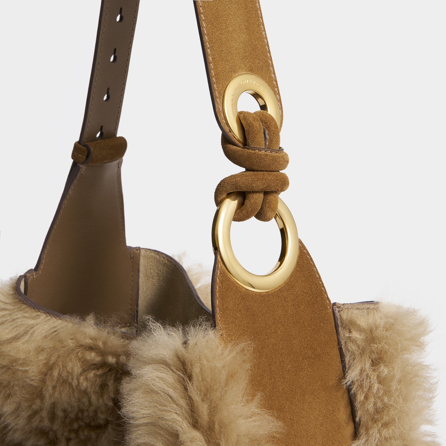 Ringo Shearling Shoulder Bag -

          
            Shearling in Taupe -
          

          Anya Hindmarch US
