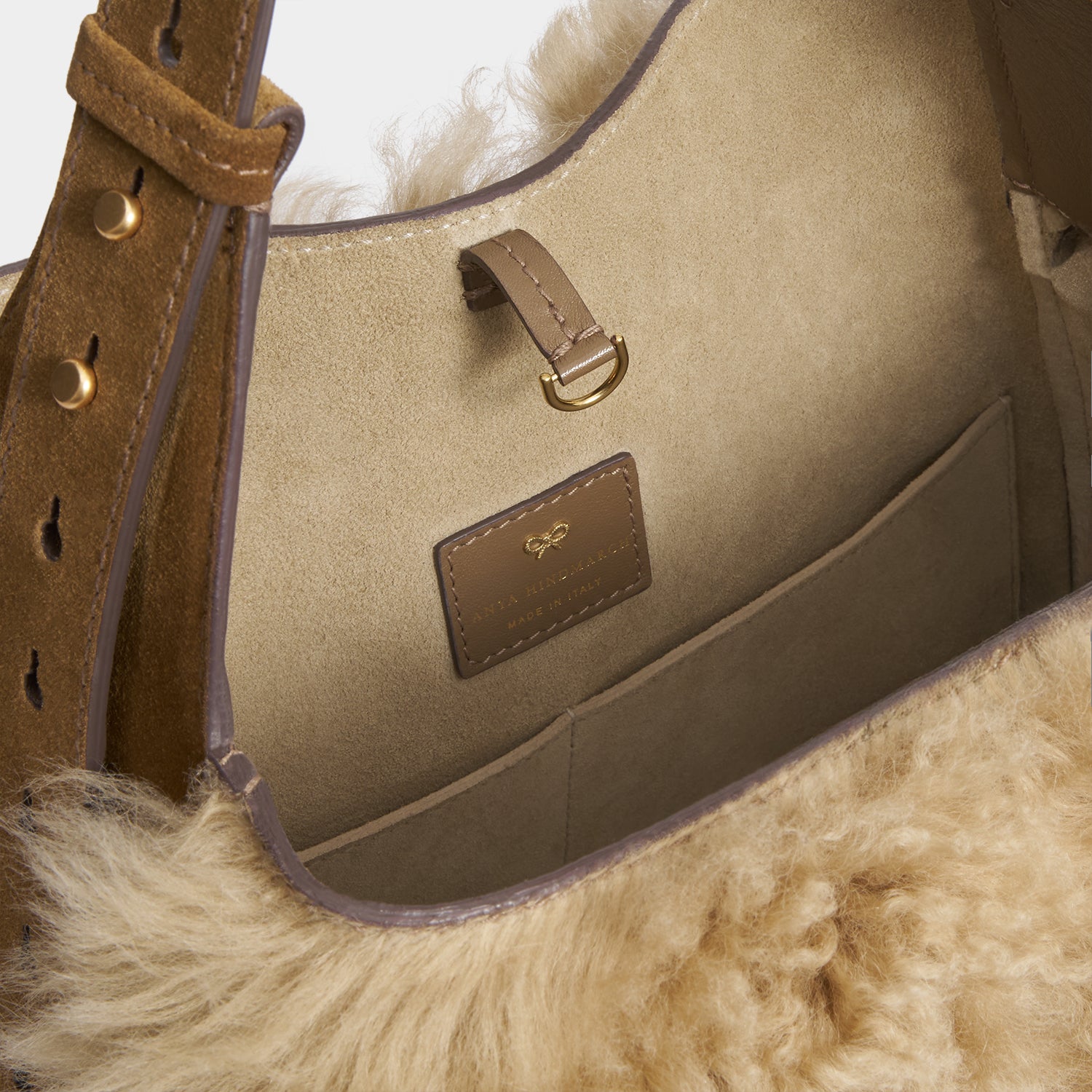 Ringo Shearling Shoulder Bag -

          
            Shearling in Taupe -
          

          Anya Hindmarch US

