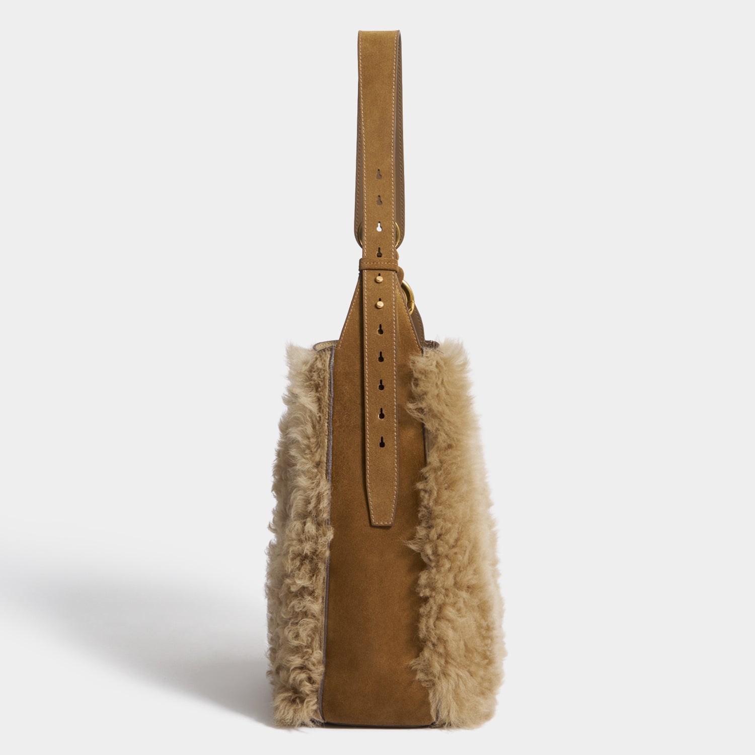 Ringo Shearling Shoulder Bag -

          
            Shearling in Taupe -
          

          Anya Hindmarch US
