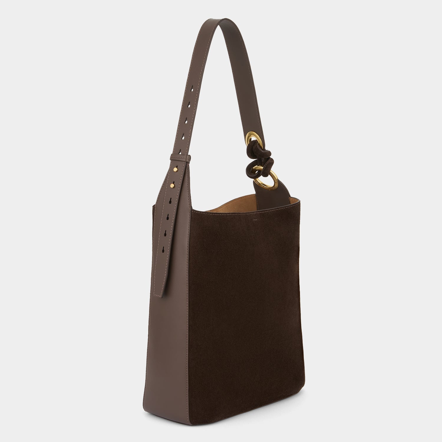 Ringo Shoulder Bag -

          
            Suede Leather in Truffle Brown -
          

          Anya Hindmarch US
