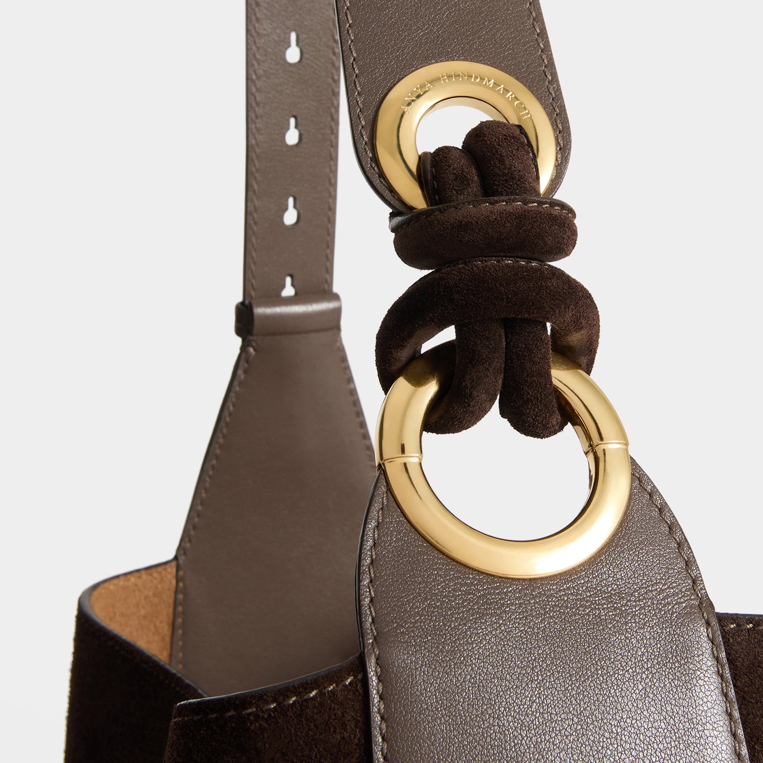 Ringo Shoulder Bag -

          
            Suede Leather in Truffle Brown -
          

          Anya Hindmarch US
