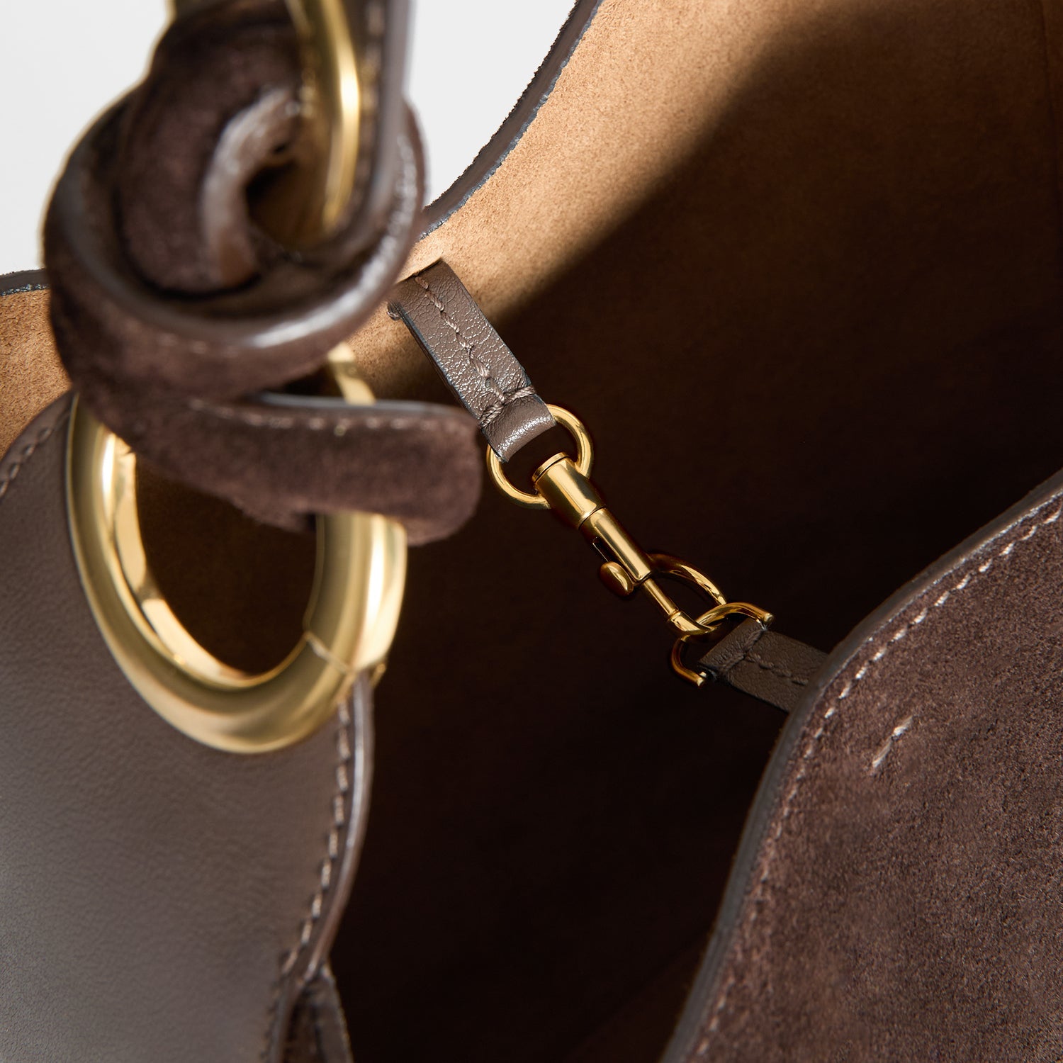 Ringo Shoulder Bag -

          
            Suede Leather in Truffle Brown -
          

          Anya Hindmarch US
