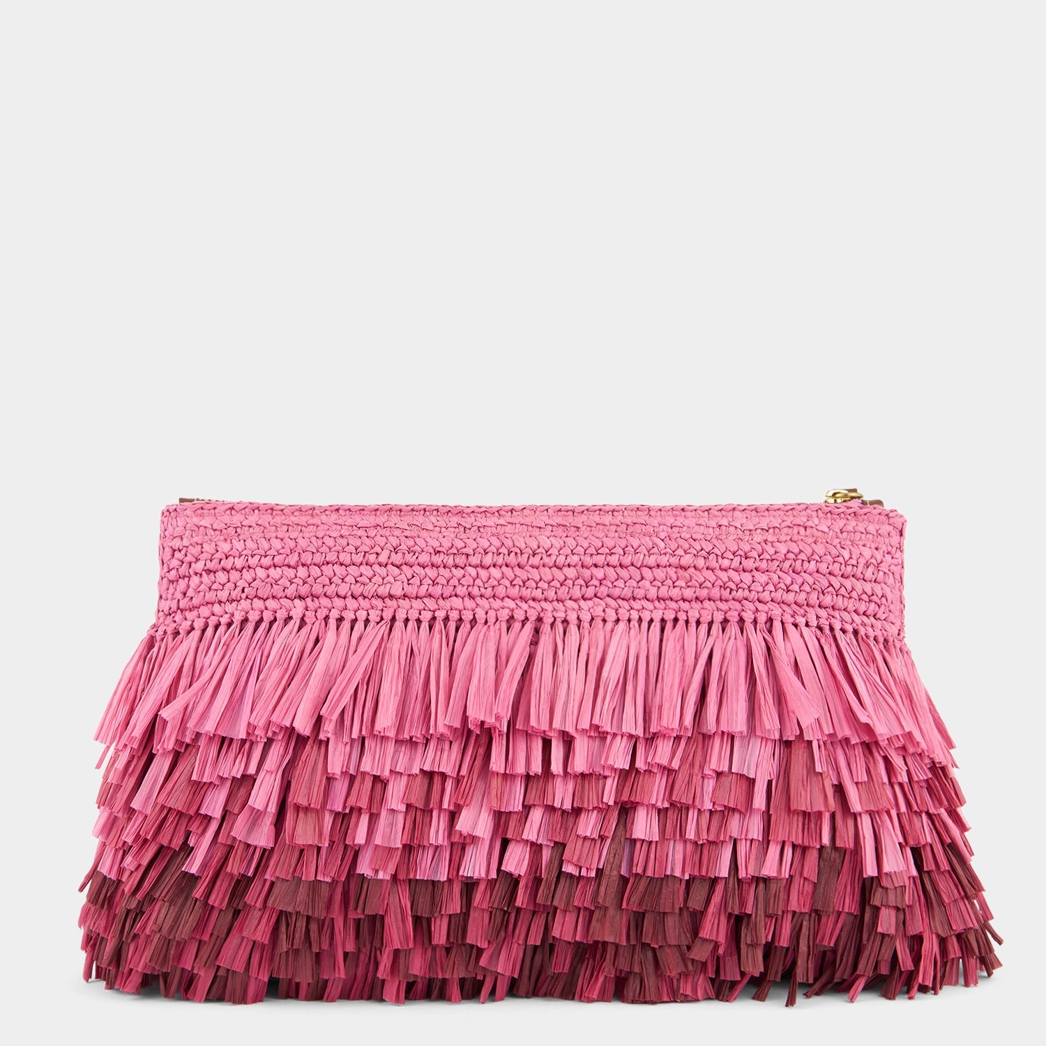Pink raffia clutch by Anya Hindmarch