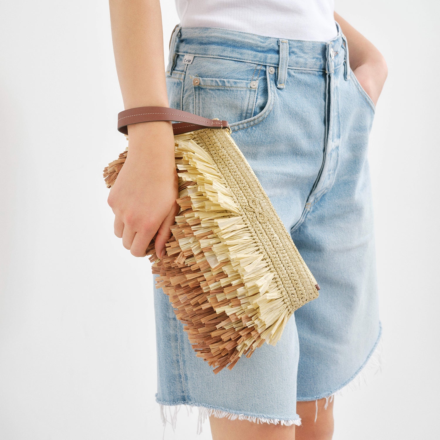 Degrade Clutch Shag in Natural Raffia by anya hindmarch