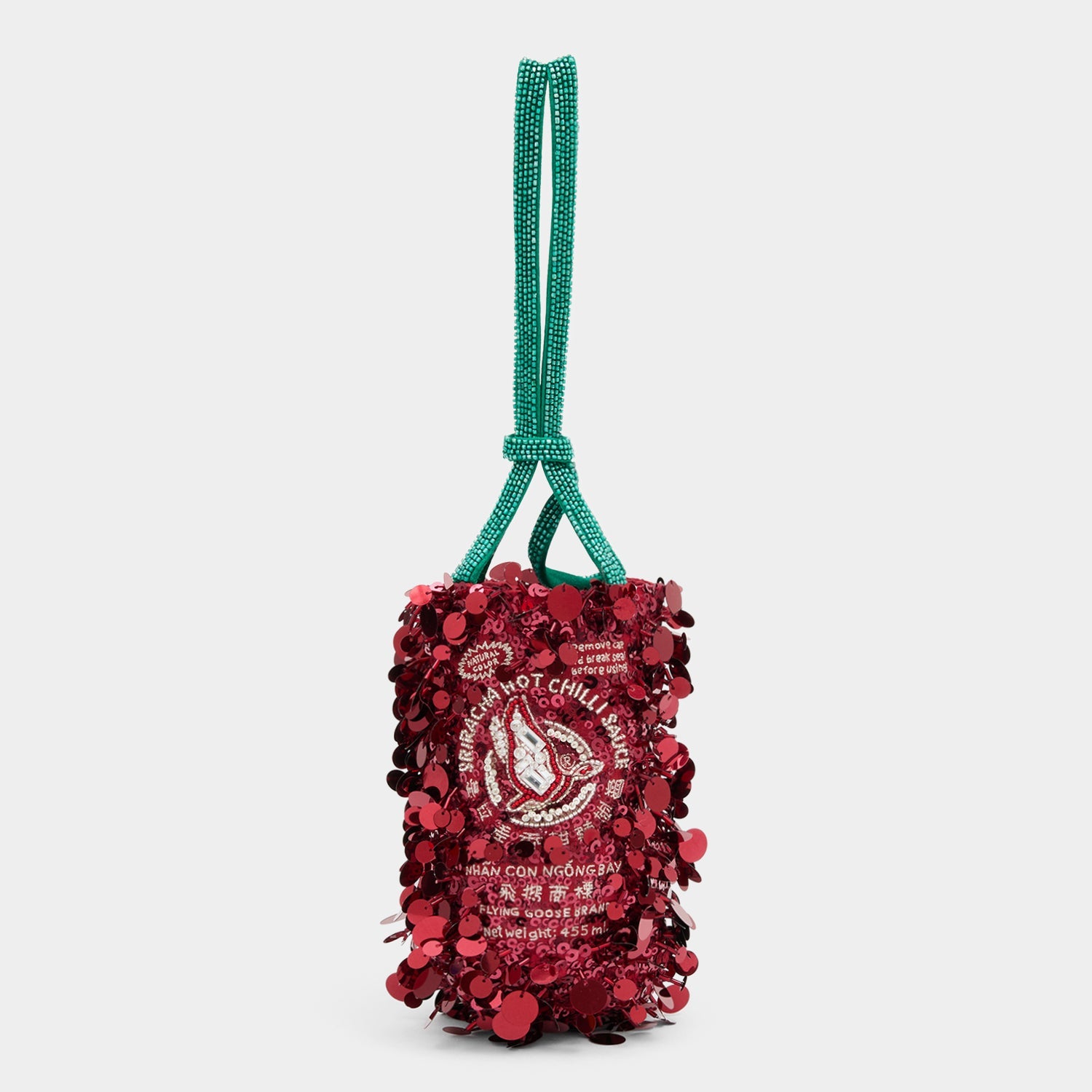 Anya Brands Flying Goose Sriracha Mini Bucket Bag -

          
            Satin/Sequins in Oxblood Red -
          

          Anya Hindmarch US
