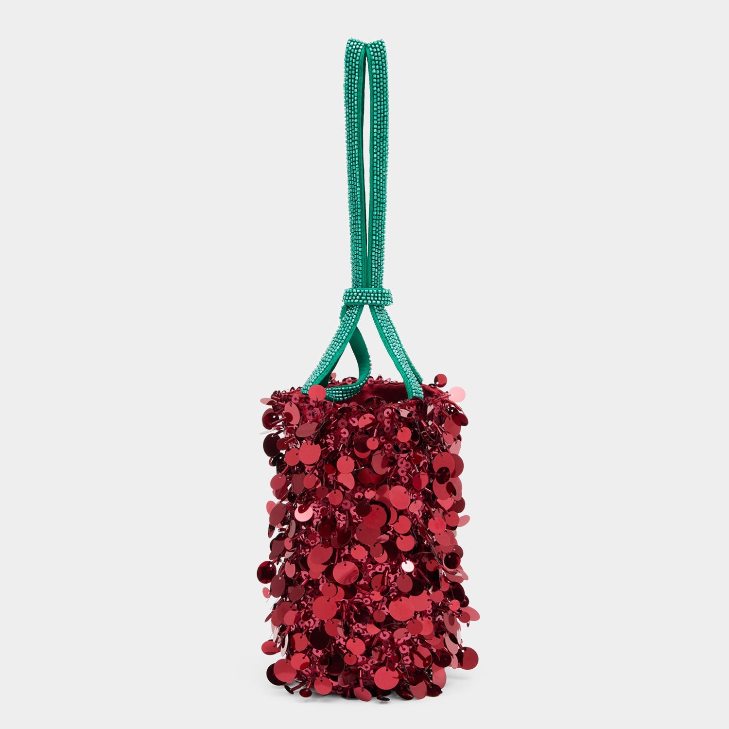 Anya Brands Flying Goose Sriracha Mini Bucket Bag -

          
            Satin/Sequins in Oxblood Red -
          

          Anya Hindmarch US
