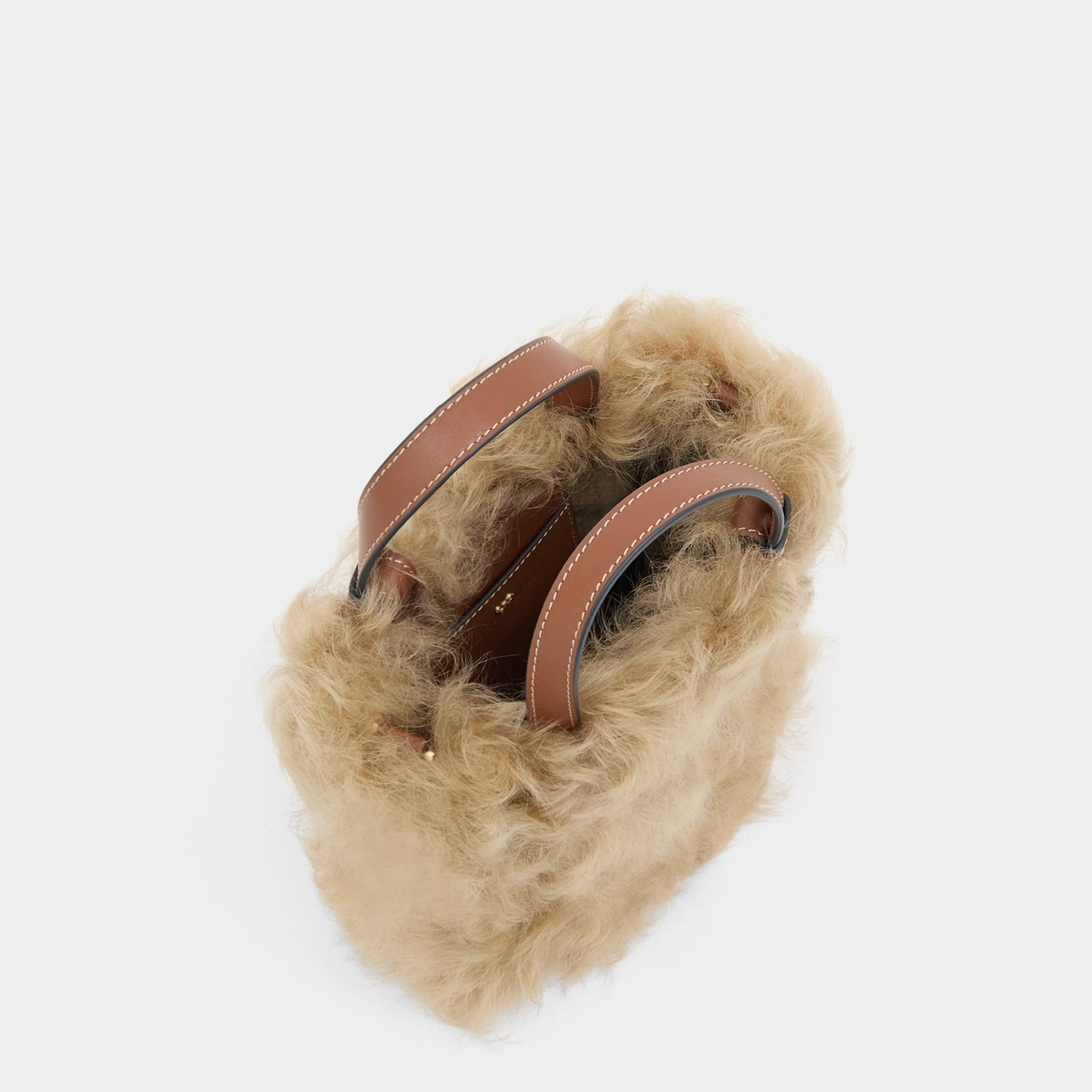 N/S Mini Eyes Shearling Tote -

          
            Shearling/Smooth Leather in Taupe -
          

          Anya Hindmarch US

