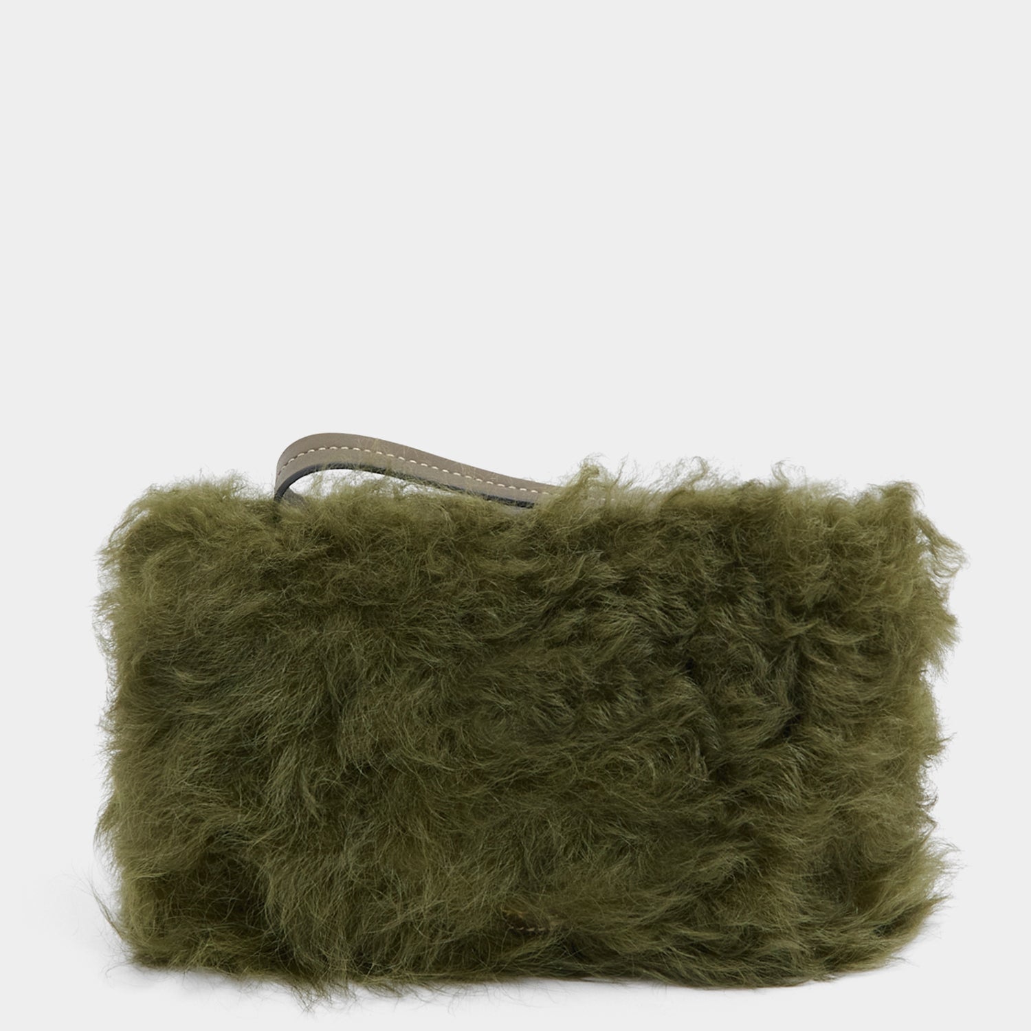 Shearling Eyes Clutch -

          
            Shearling/Smooth Leather in Khaki Green -
          

          Anya Hindmarch US
